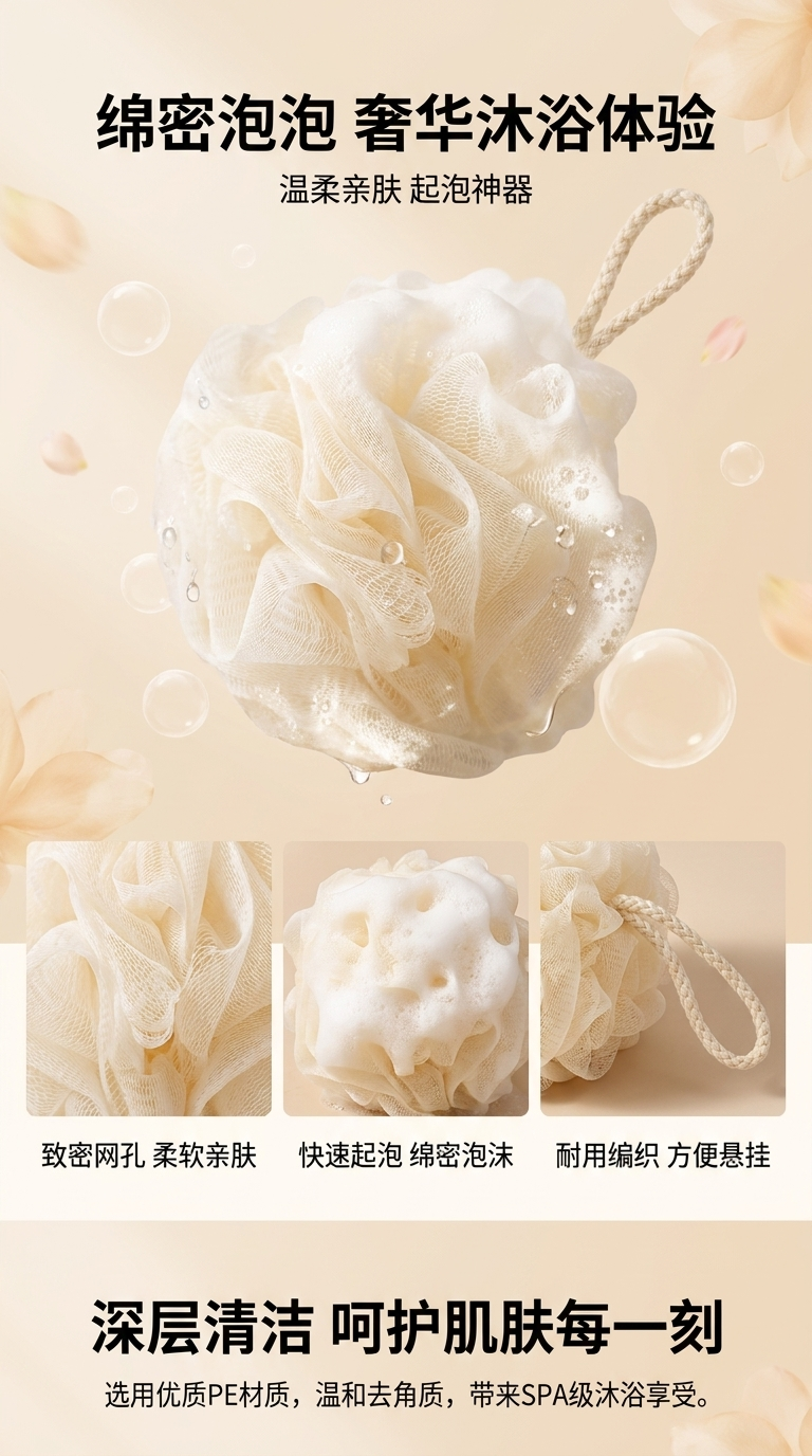 卡通沐浴花木柄洗澡神器浴擦搓澡巾浴刷沐浴球澡巾搓澡工具094035432详情1