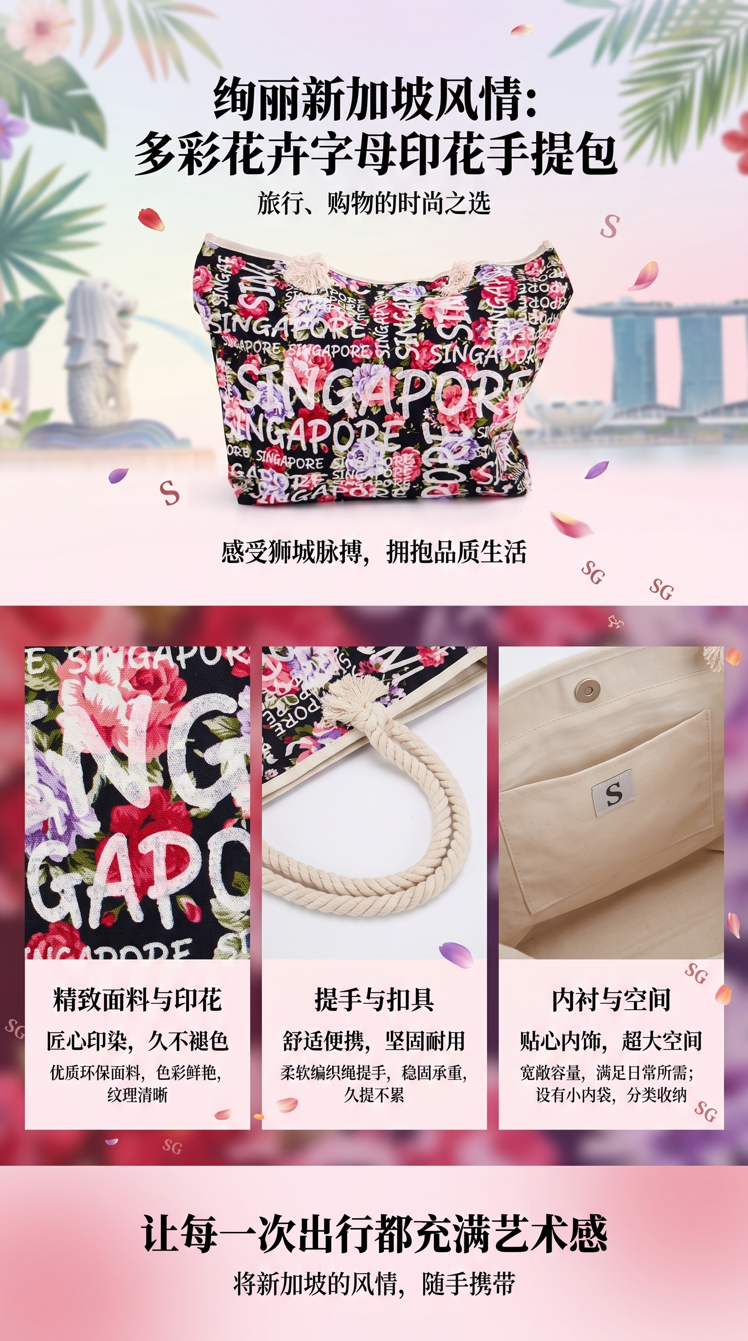 Colorful patterned letter printed handbag pic 1