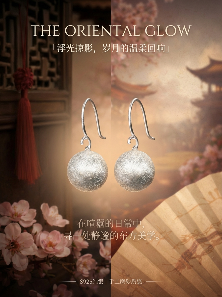 Fashionable, exquisite, minimalist round pendant star sand round language basic and versatile 925 earrings pic 1