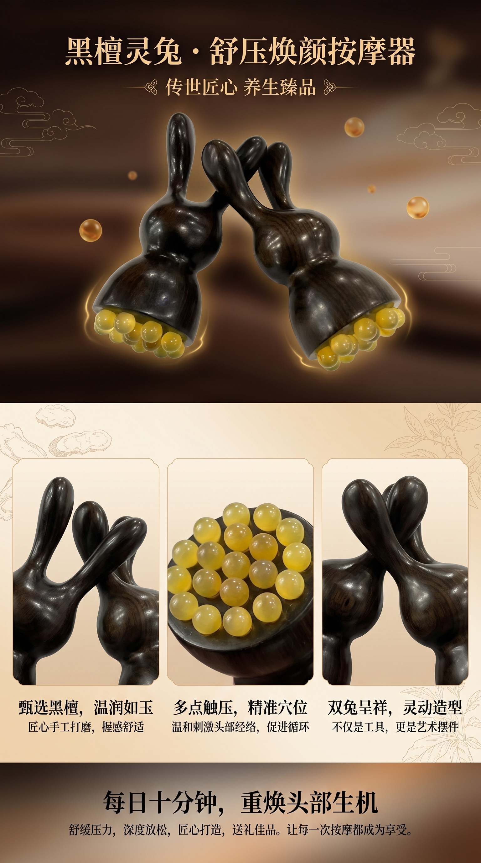 木质按摩器 便携式肩颈按摩器 疏通经络缓解疲劳详情1