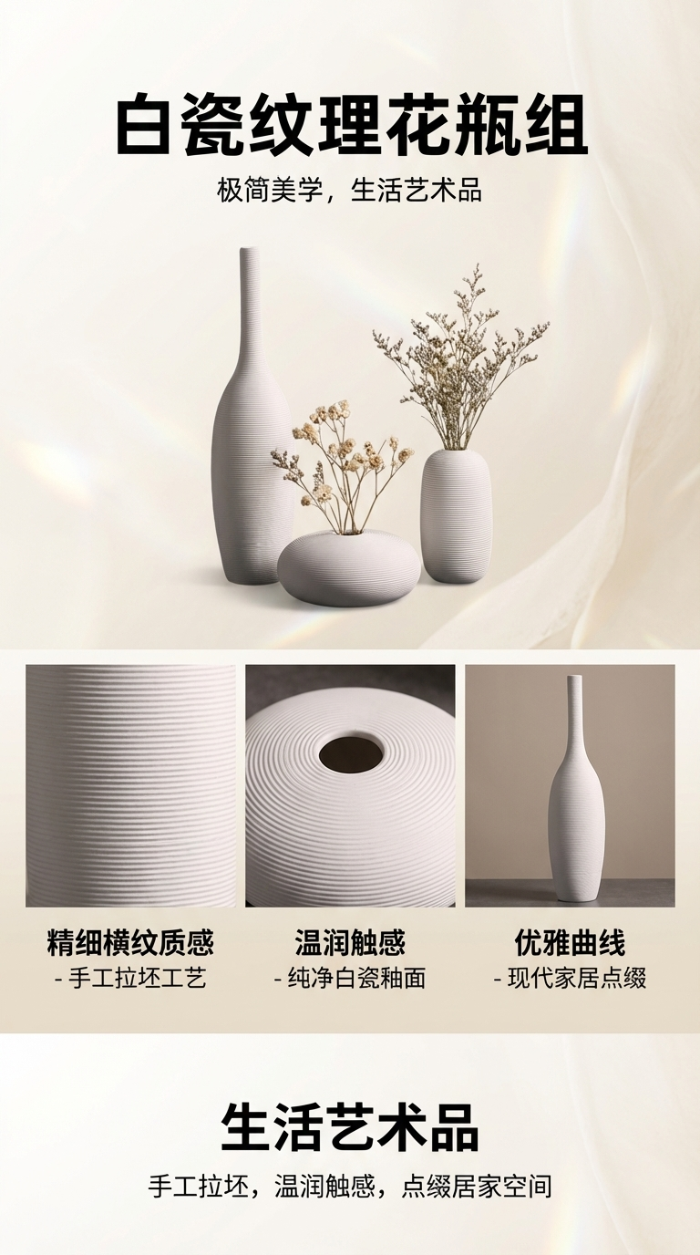 北欧ins风陶瓷花瓶干花服装店摆件简约侘寂风艺术客厅软装装饰品详情1