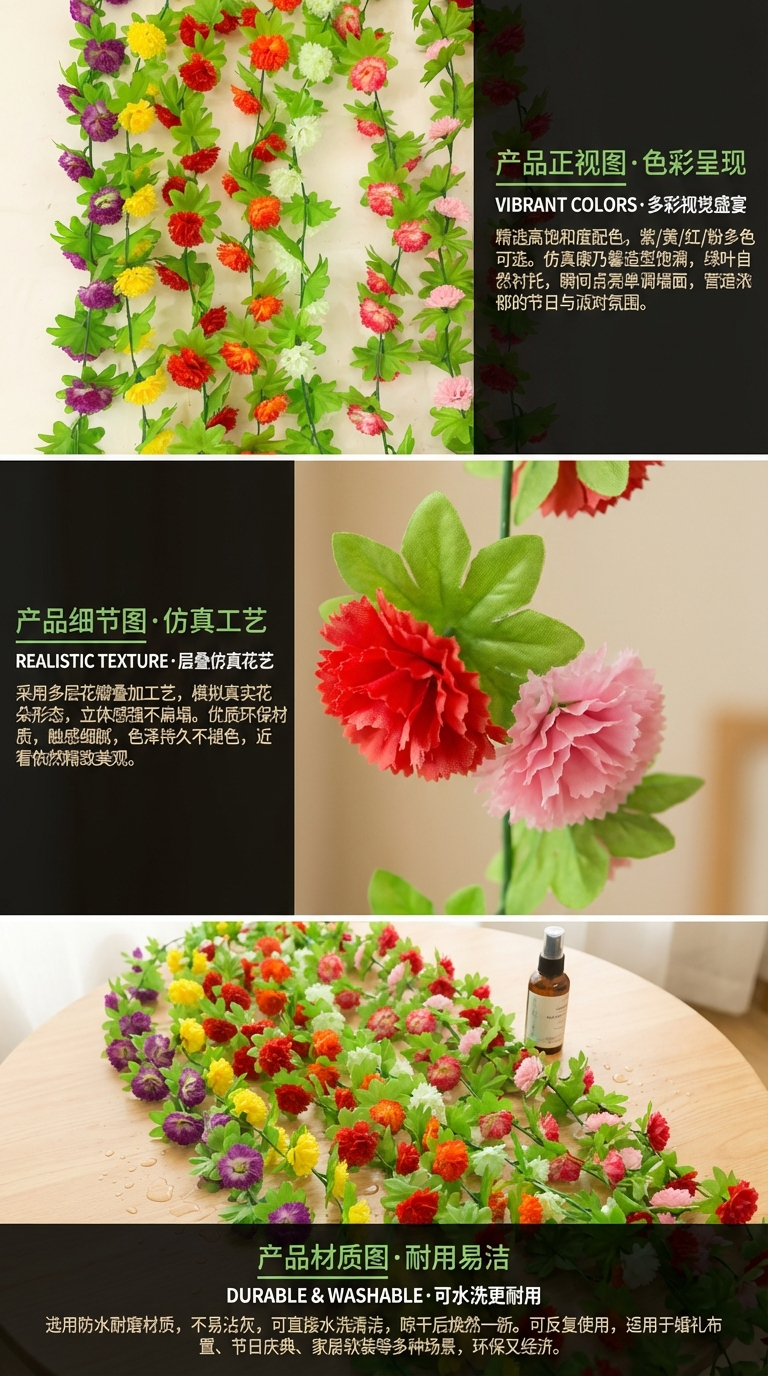 仿真花藤玫瑰假花藤条空调管道遮挡客厅吊顶装饰塑料藤蔓缠绕植物蔷薇花藤详情1