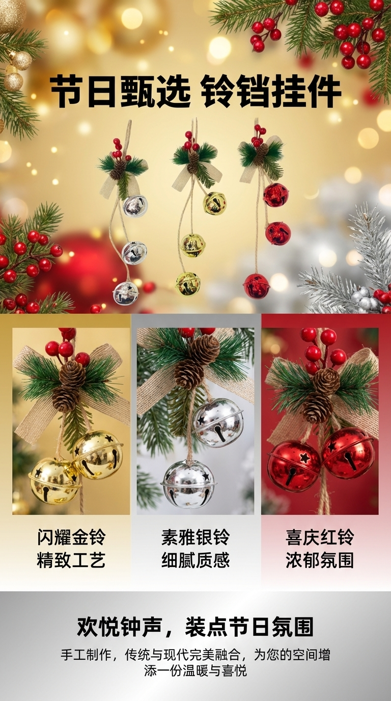 圣诞铃铛厂家直销圣诞氛围装饰圣诞挂件氛围装饰圣诞树详情1