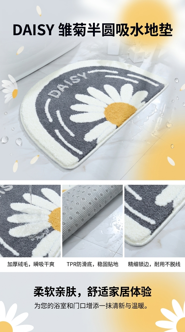 Plush patchwork floor mat, silk ring bottom mat, absorbent floor mat, entrance door floor mat pic 1