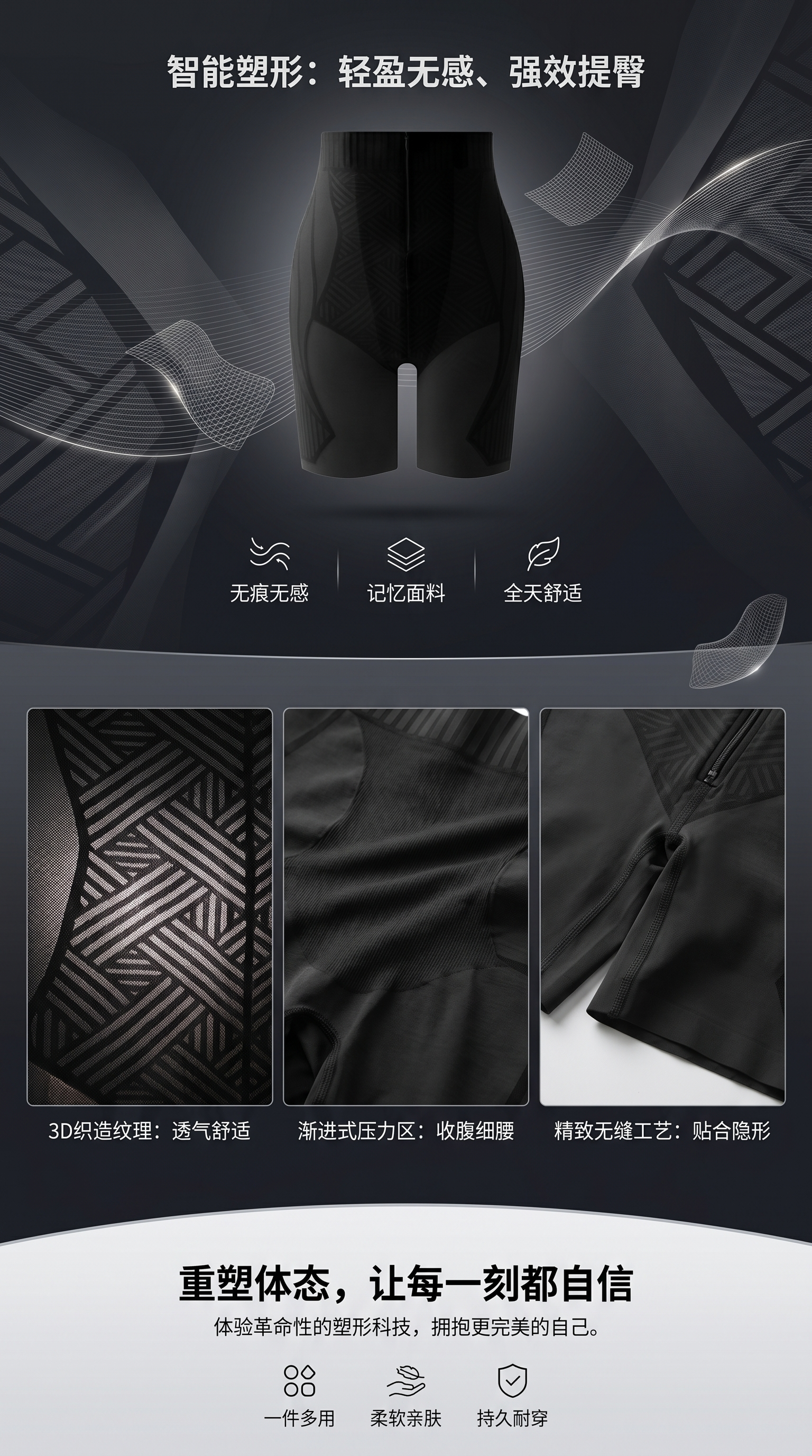 黑色高腰运动紧身短裤卫裤打底裤瑜伽服臀裤女高腰舒适详情1