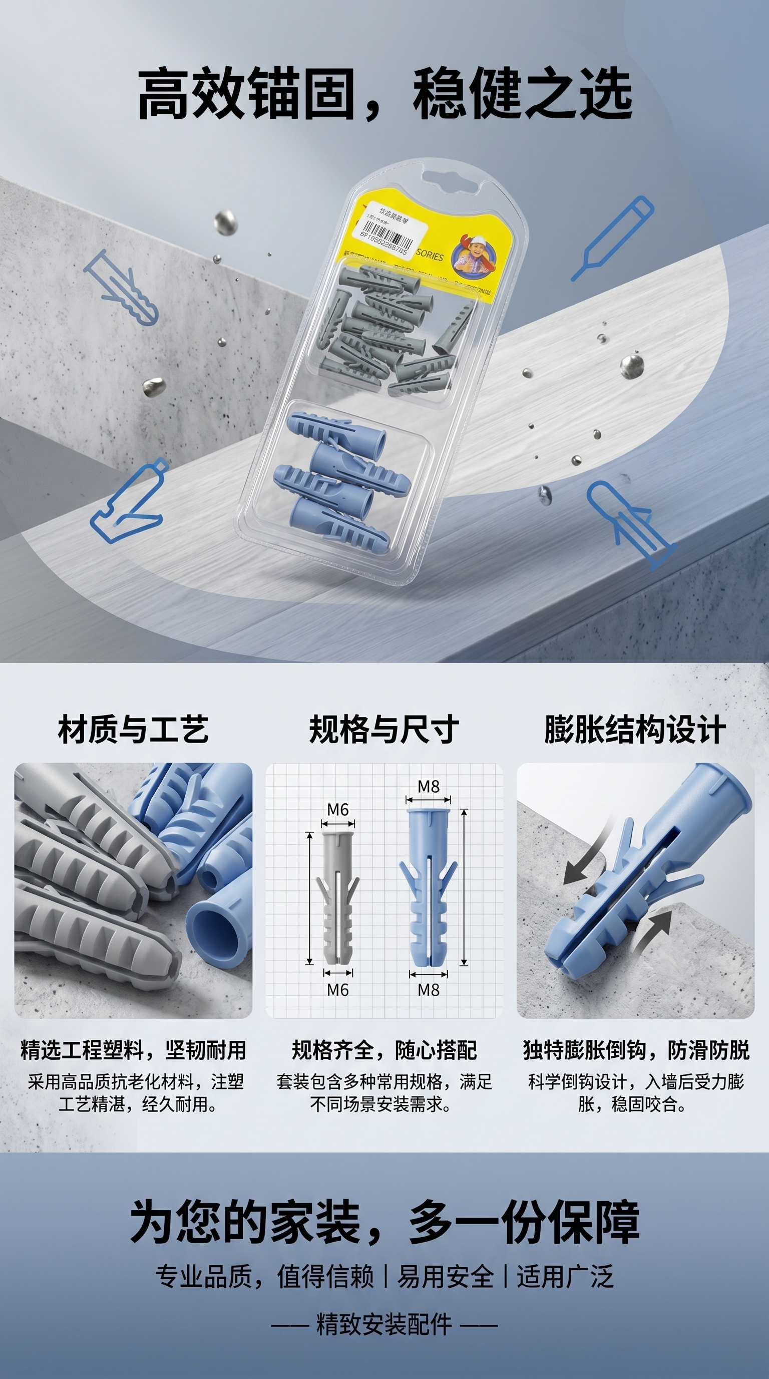 Double-column expansion tube + plastic expansion tube set pic 1