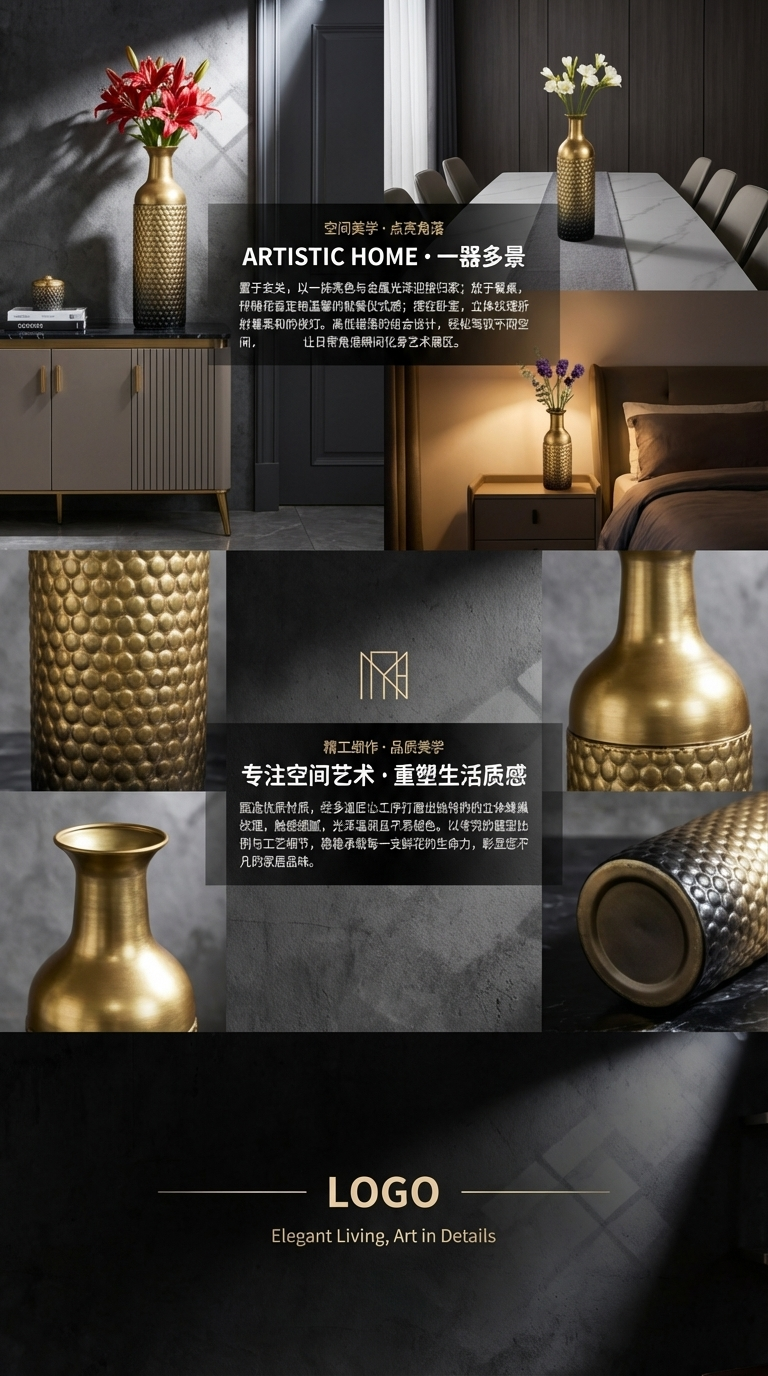 装饰品铁艺花瓶简约风格家居摆件客厅装饰品详情3