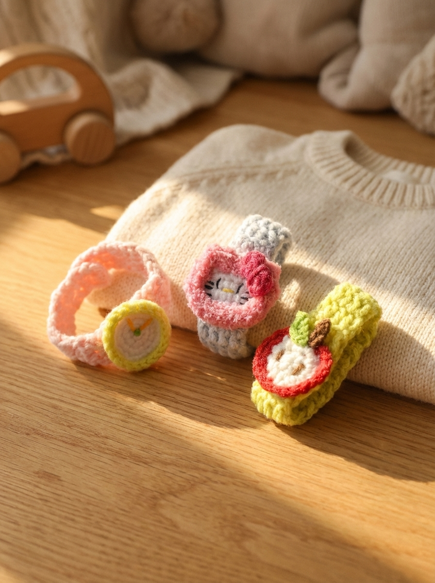 手工编织儿童手表手环 创意卡通针织手链 宝宝益智 安抚 玩具礼物详情4