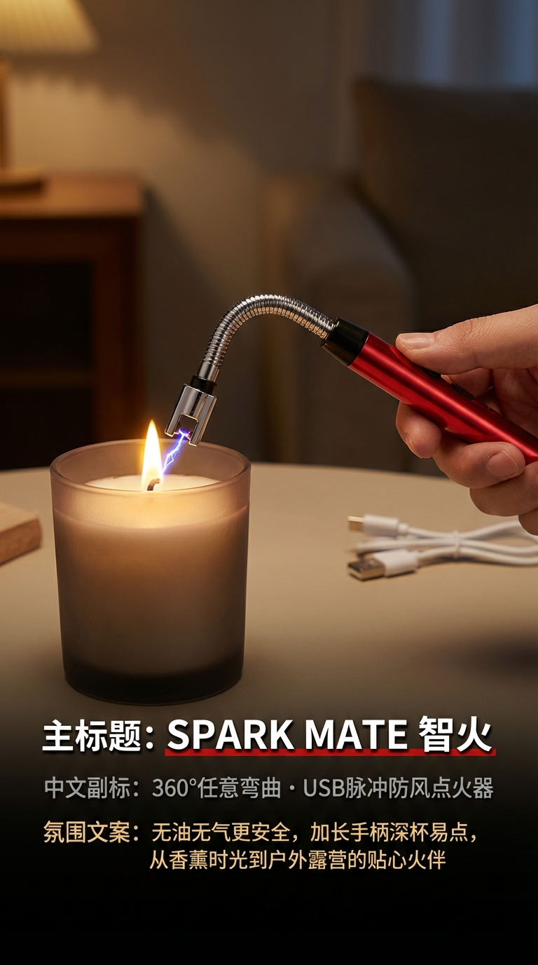 Kitchen pulse electronic igniter, charging windproof lighter, outdoor barbecue igniter, aromatherapy light, candle light pic 1