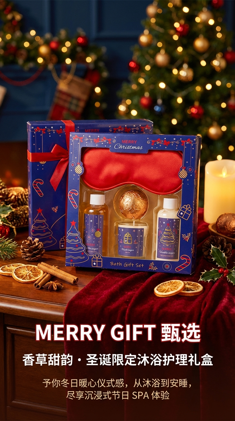 Bath Gift Set Personal Body Care Set Long-lasting Fragrance Body Wash Body Lotion Scented Candle Explosive Salt Eye Mask Great Gift for Festivals pic 1