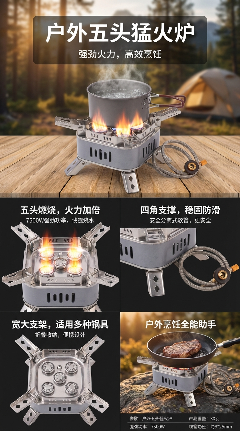 Nueva actualización al aire libre plegable firefire horno de carcasa de alta potencia. camping gas stove camping al aire libre fuente fábrica fuente fábrica pic 2