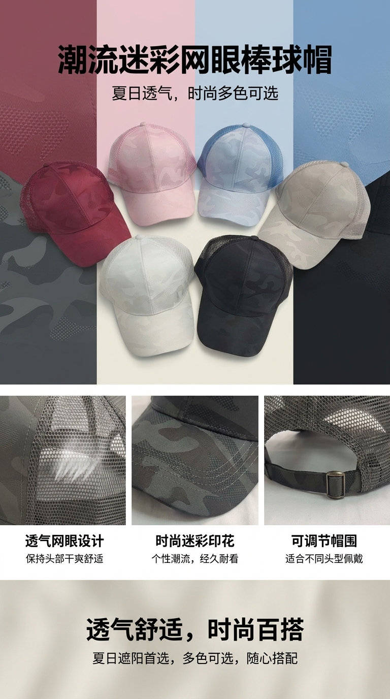 A fashionable, casual, breathable and sun-protective camouflage baseball cap for men pic 1