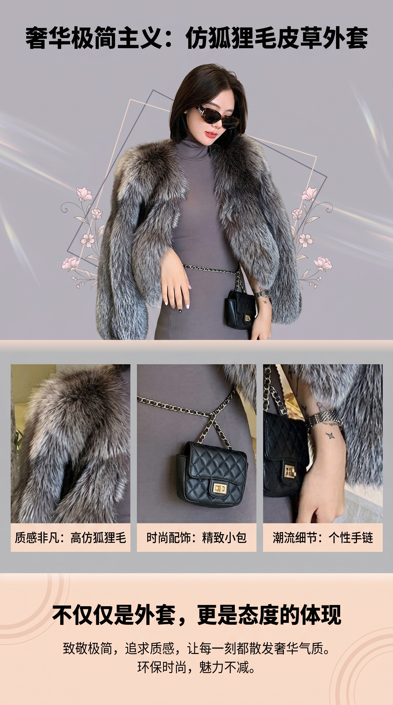时尚女性秋冬欧美风皮草毛皮外套详情1