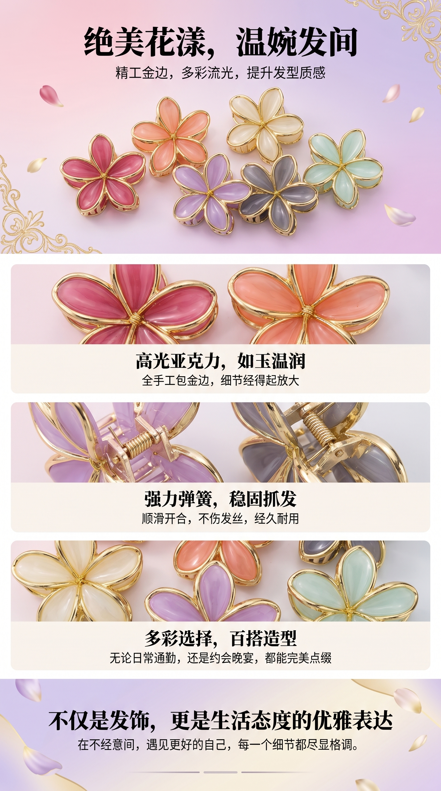 跨境鸡蛋花鲜花造型饰品 花泥纸艺泡芙花花朵抓夹详情1