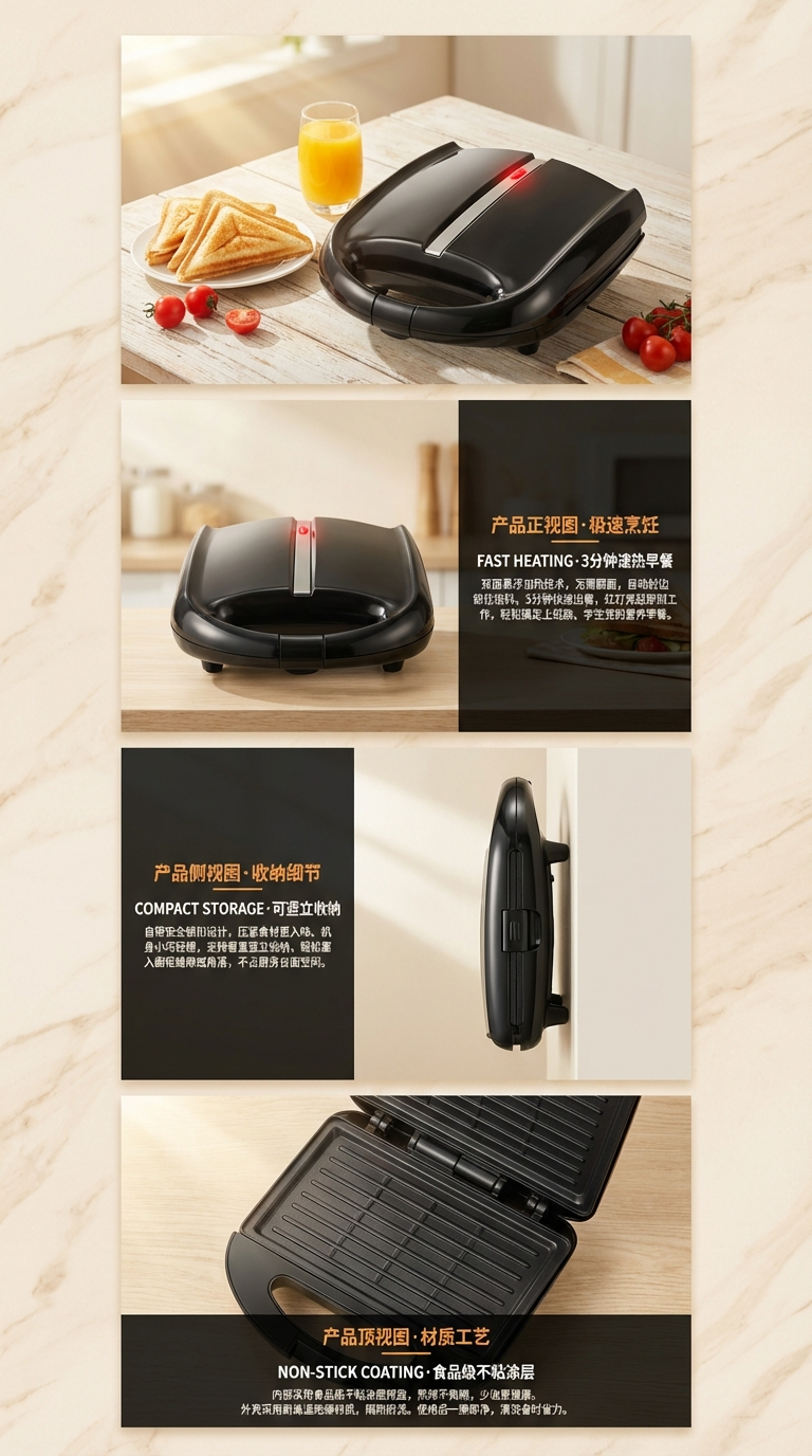 Best-selling double-sided heating sandwich maker, grill, detachable tray breakfast machine, waffle maker, sandwich pani machine, 559 source factory, source factory pic 2