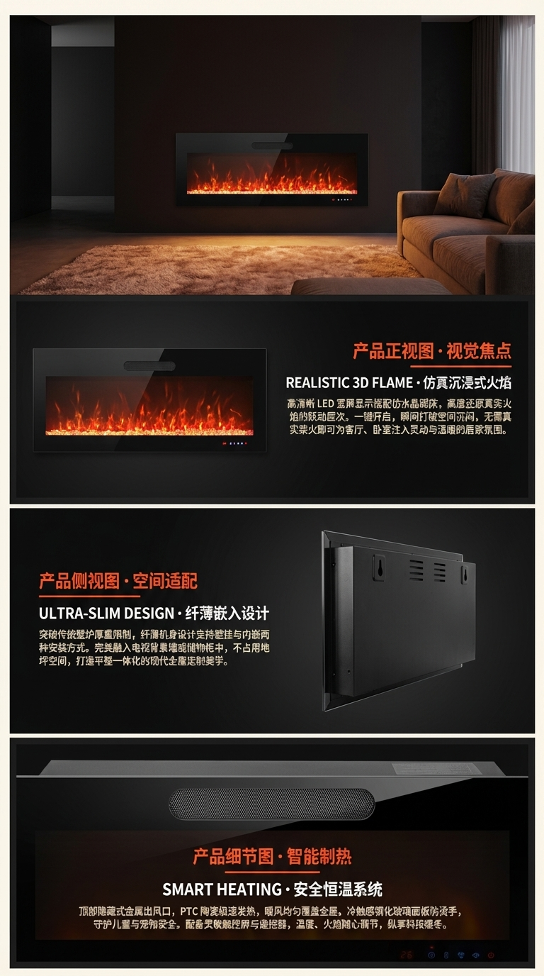 电壁炉暖气罩壁炉取暖器家用暖风机加厚防烫设计详情2