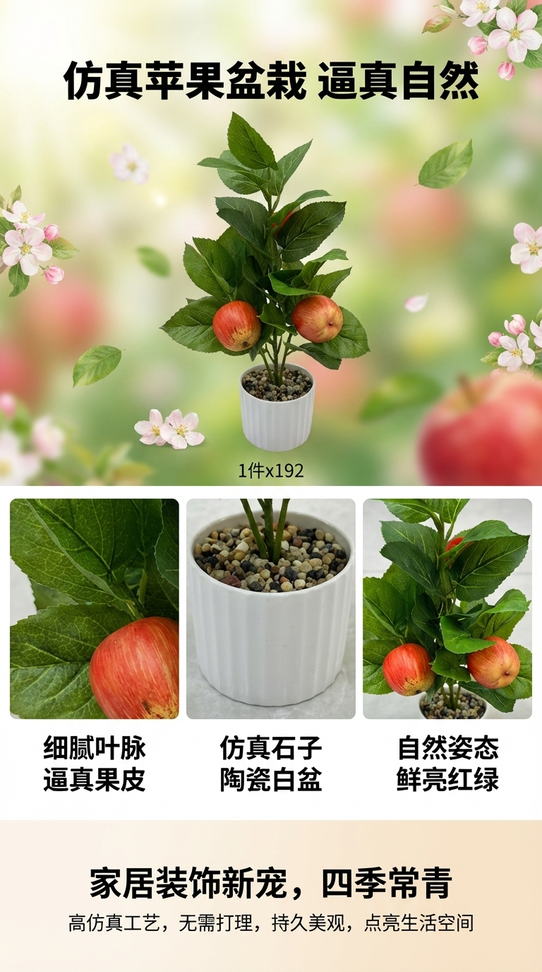 绿植盆栽仿真苹果盆栽花盆模具户外家具摆件详情1