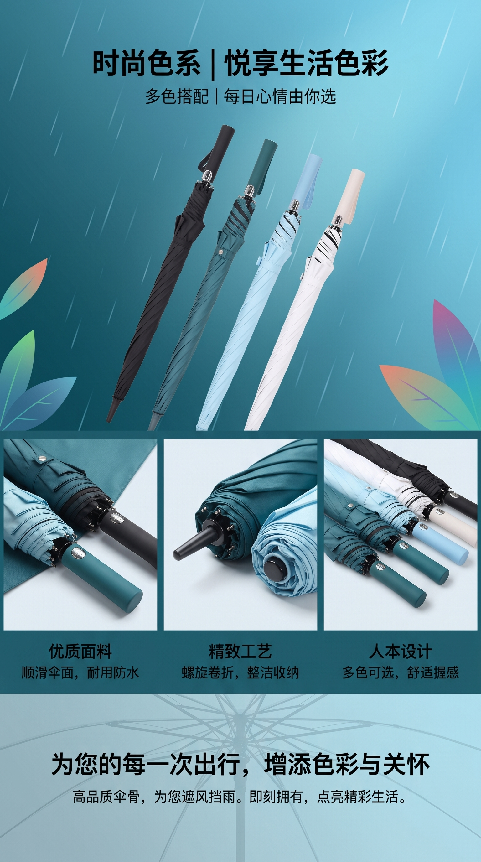 时尚色系多色搭配雨伞 防水防晒晴雨两用轻便折叠详情1