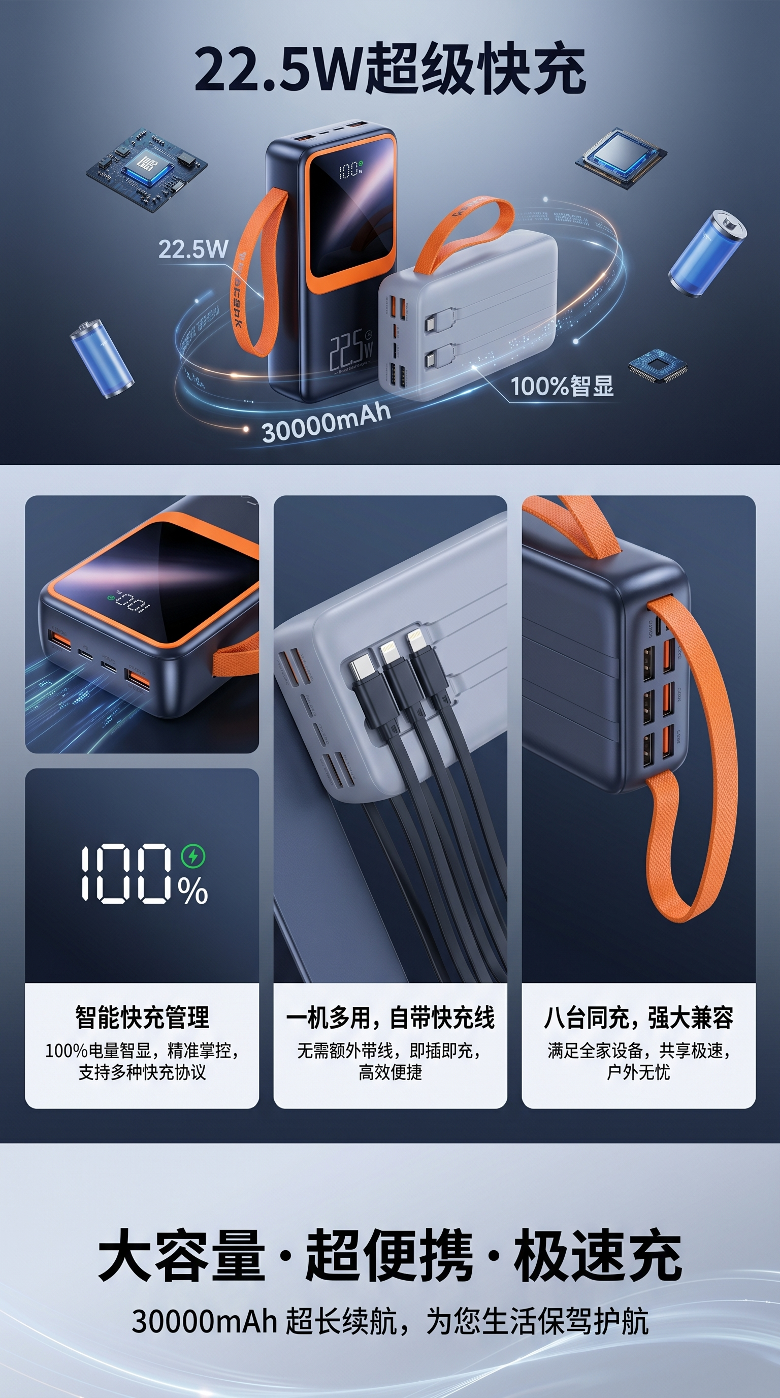 充电宝 20000mAh 大容量快充移动电源 双USB输出详情1