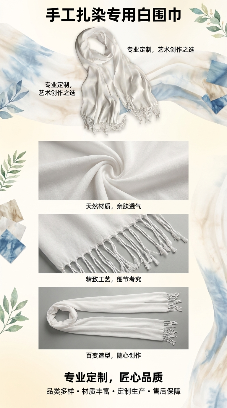 白色围巾真丝丝巾纱巾180g清新透气保暖详情1