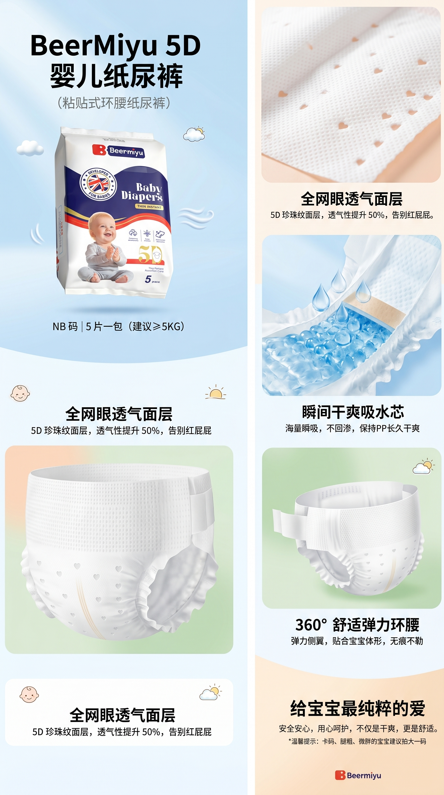 Beermiyu婴儿纸尿裤包装袋 纸尿裤专用收纳袋防潮便携可重复使用详情1