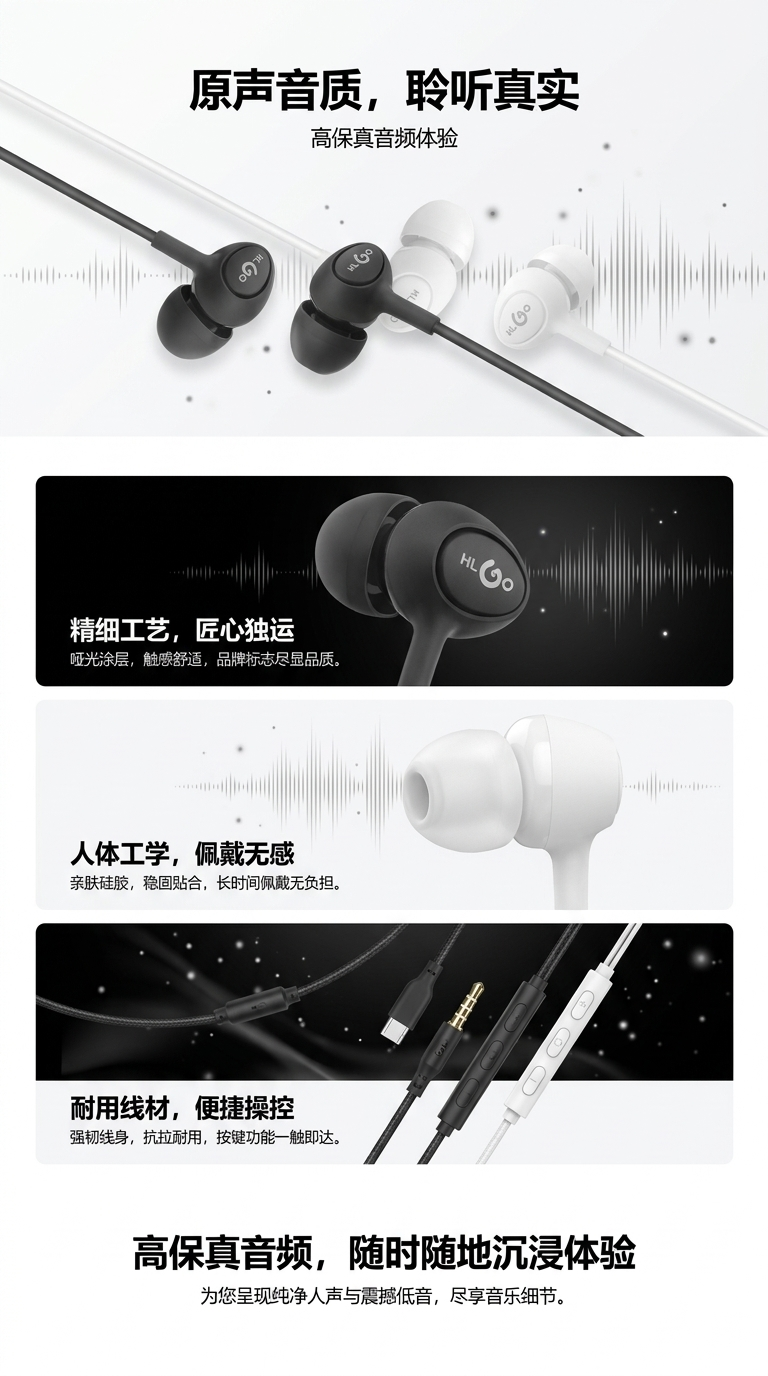 In-ear headphones offer noise-cancelling, comfortable wearing and high-quality music with excellent sound effects pic 1