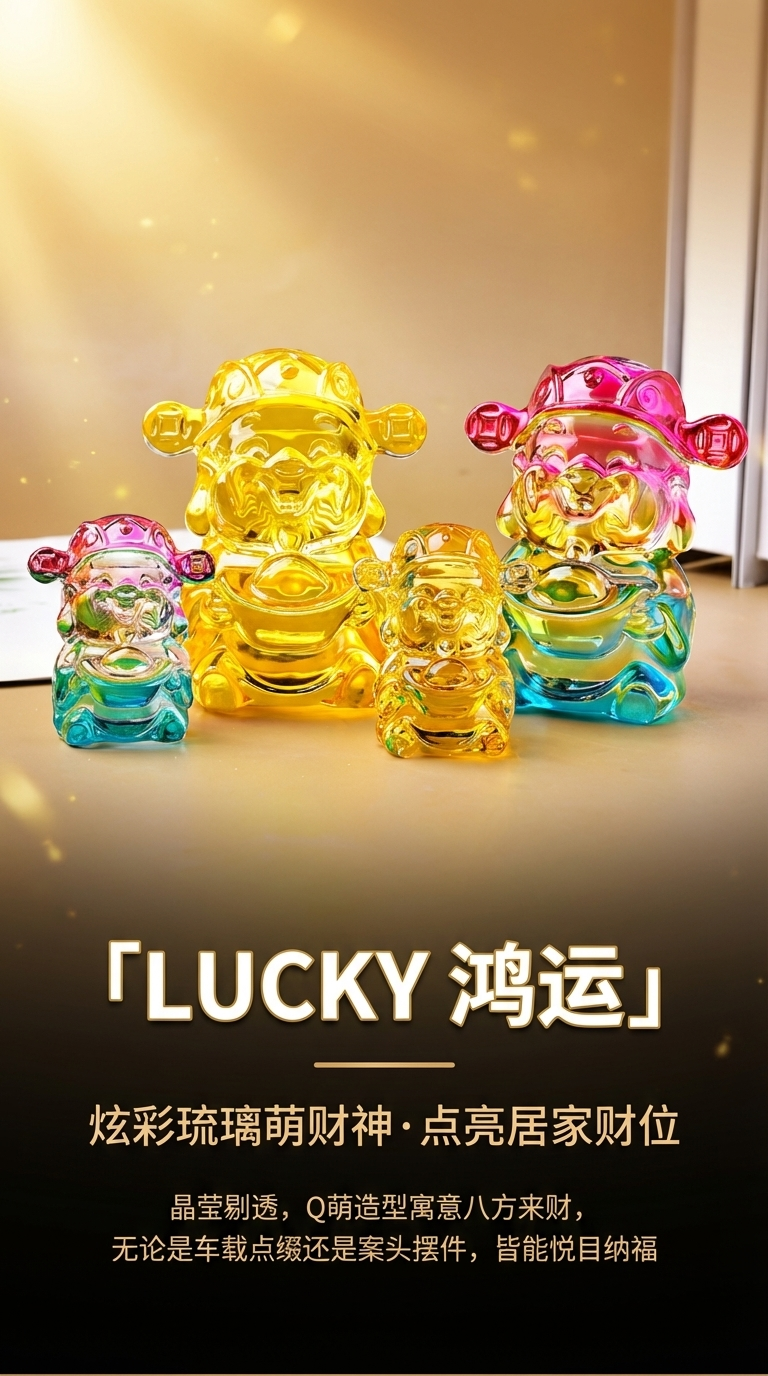 水晶摆件财神元宝钱袋金砖貔貅苹果玻璃琉璃芒果小猪狐狸如意花生详情1