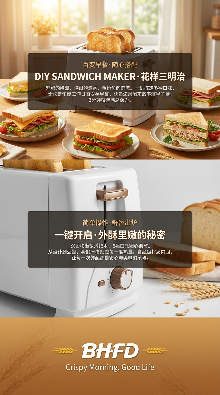 Toaster, home breakfast toaster, toaster, multi-functional toaster, bread slice and sandwich toaster pic 3
