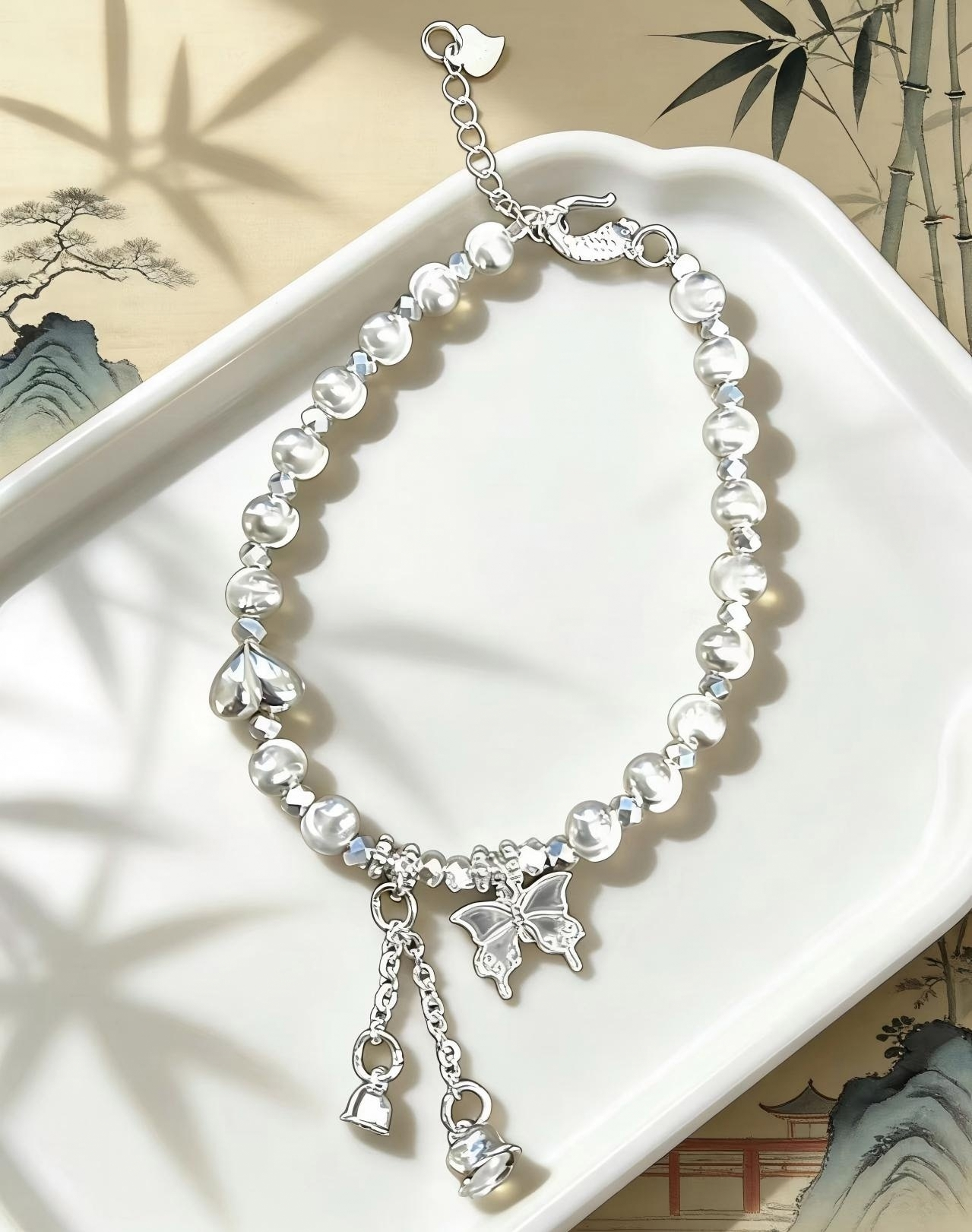 时尚精工心动蝴蝶结·925银甜酷灵动珠链甜酷大众设计感显白高级银饰手链详情3