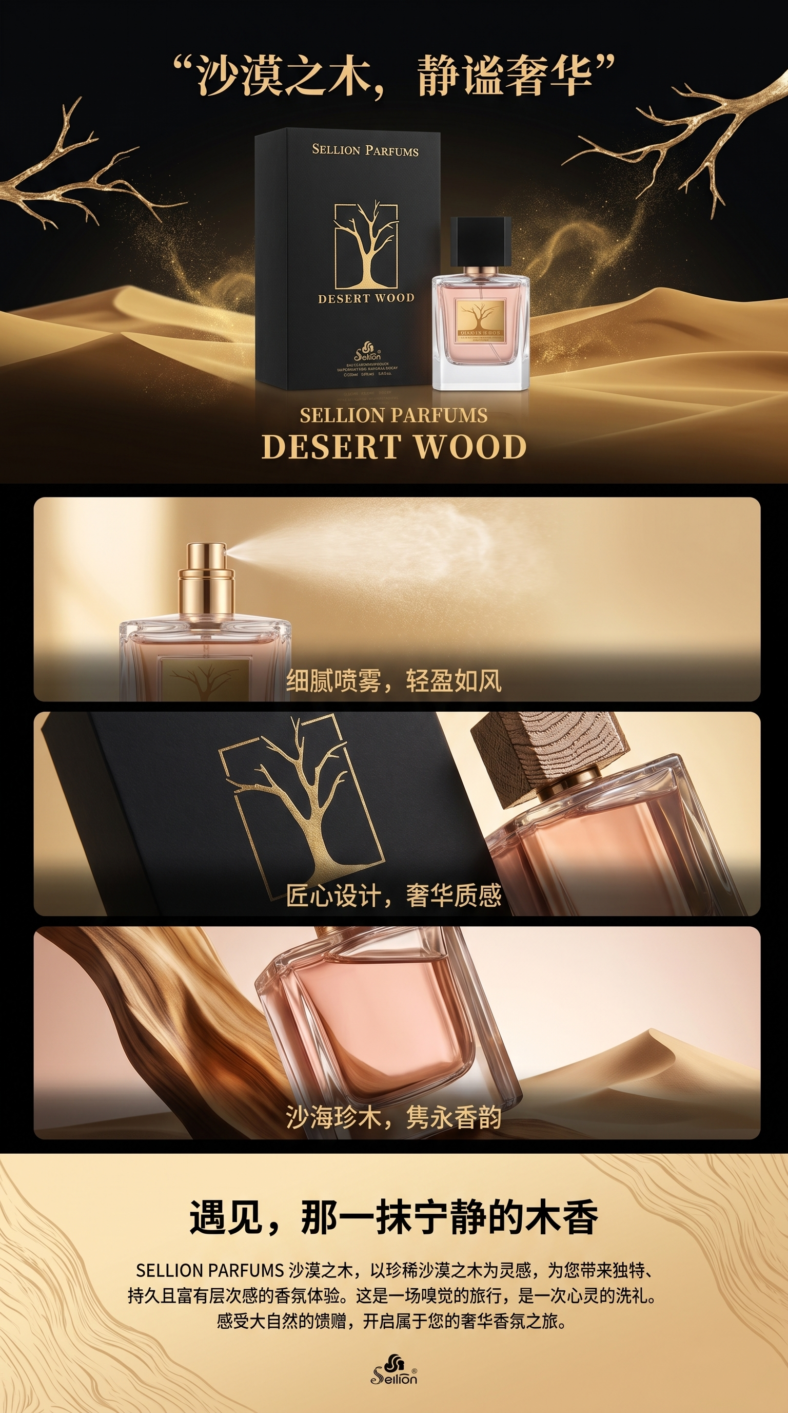 Sellion Parfums Desert Wood香水 50ml 香水瓶配原装包装盒详情1