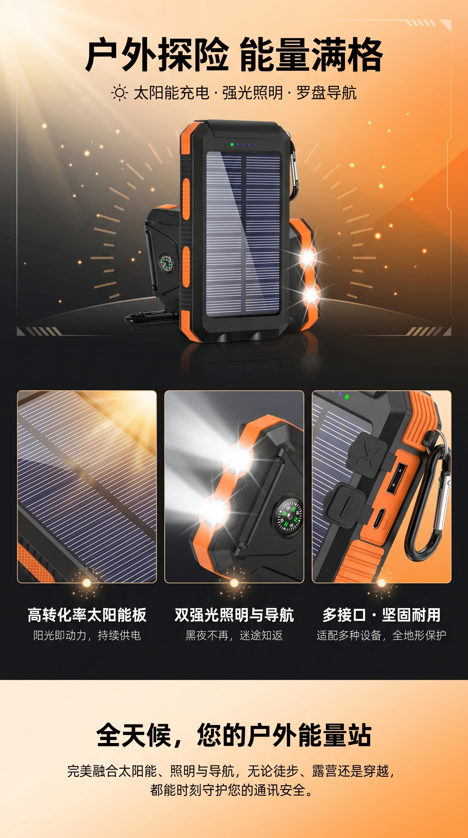 太阳能充电宝大容量户外便携式移动电源快充续航神器141003699详情1