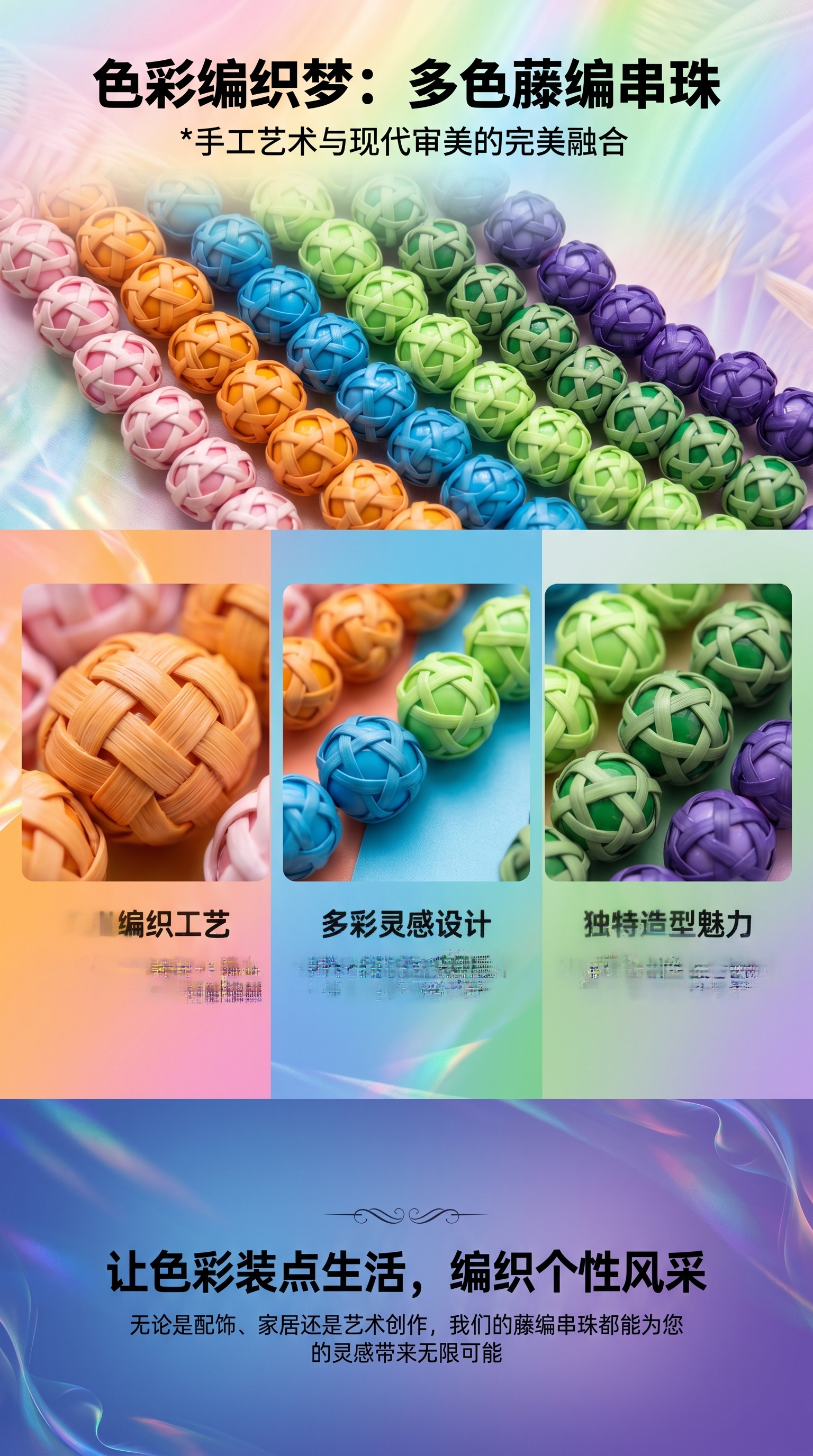 彩色编织珠串 手工DIY饰品材料 多色混搭珠串套装详情1