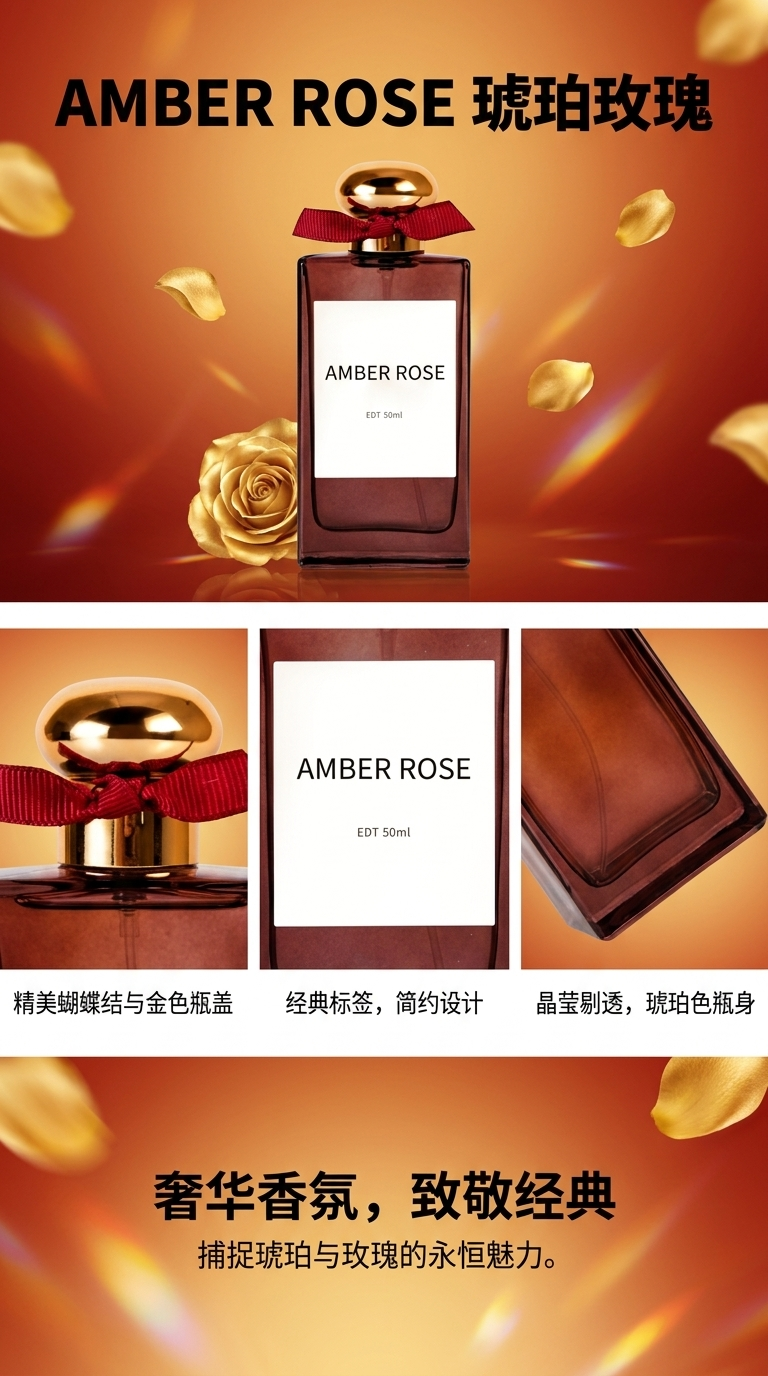 琥珀玫瑰香氛瓶装香水精致香氛瓶设计优雅详情1