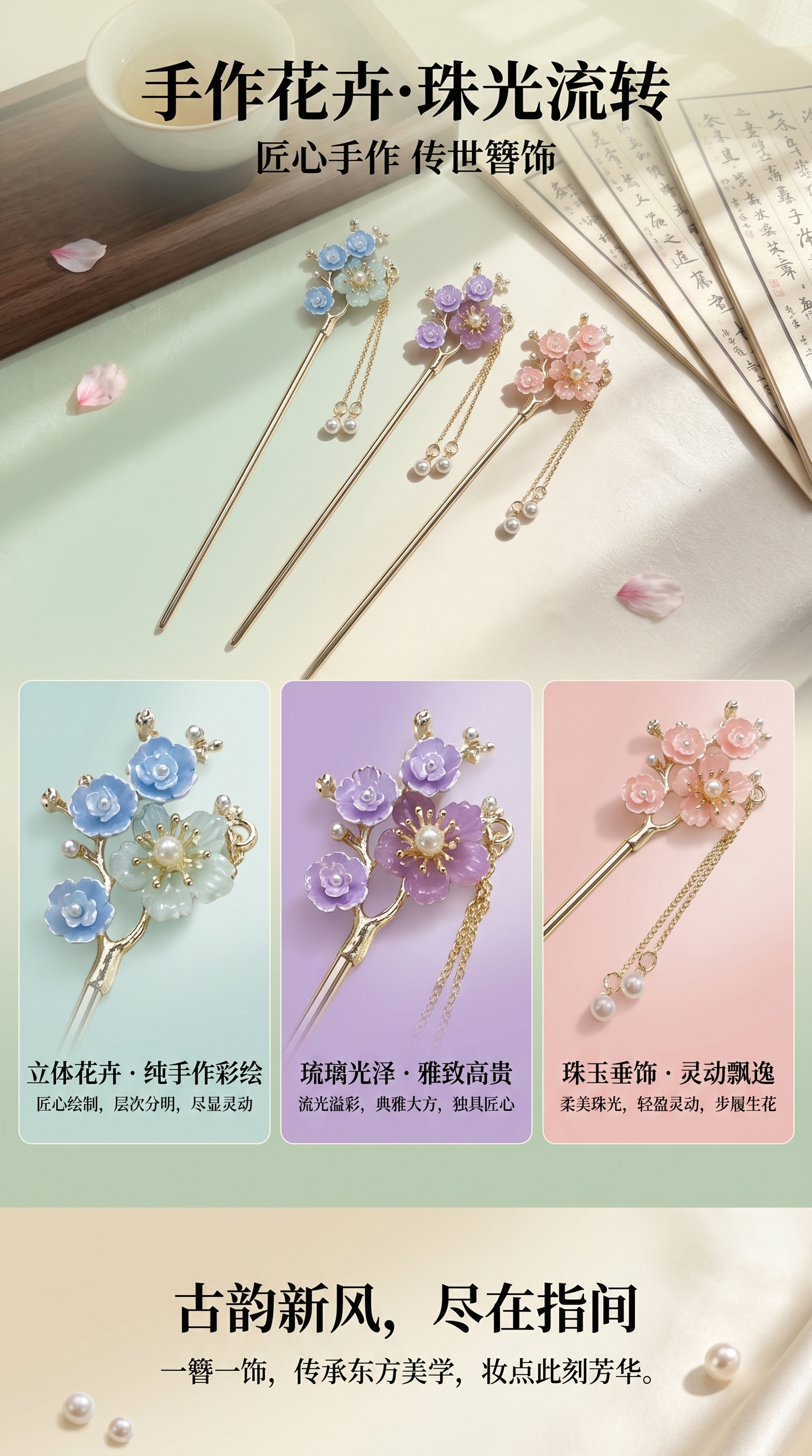 高级感发簪女古风流苏花朵钗子气质百搭马面裙小众盘发簪子详情1