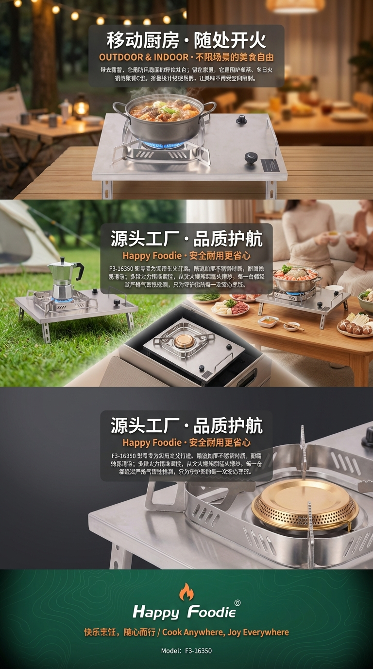 仅供出口 新款煤气灶 可翻盖双灶燃气灶 厨具煤气灶单灶猛火家用详情3