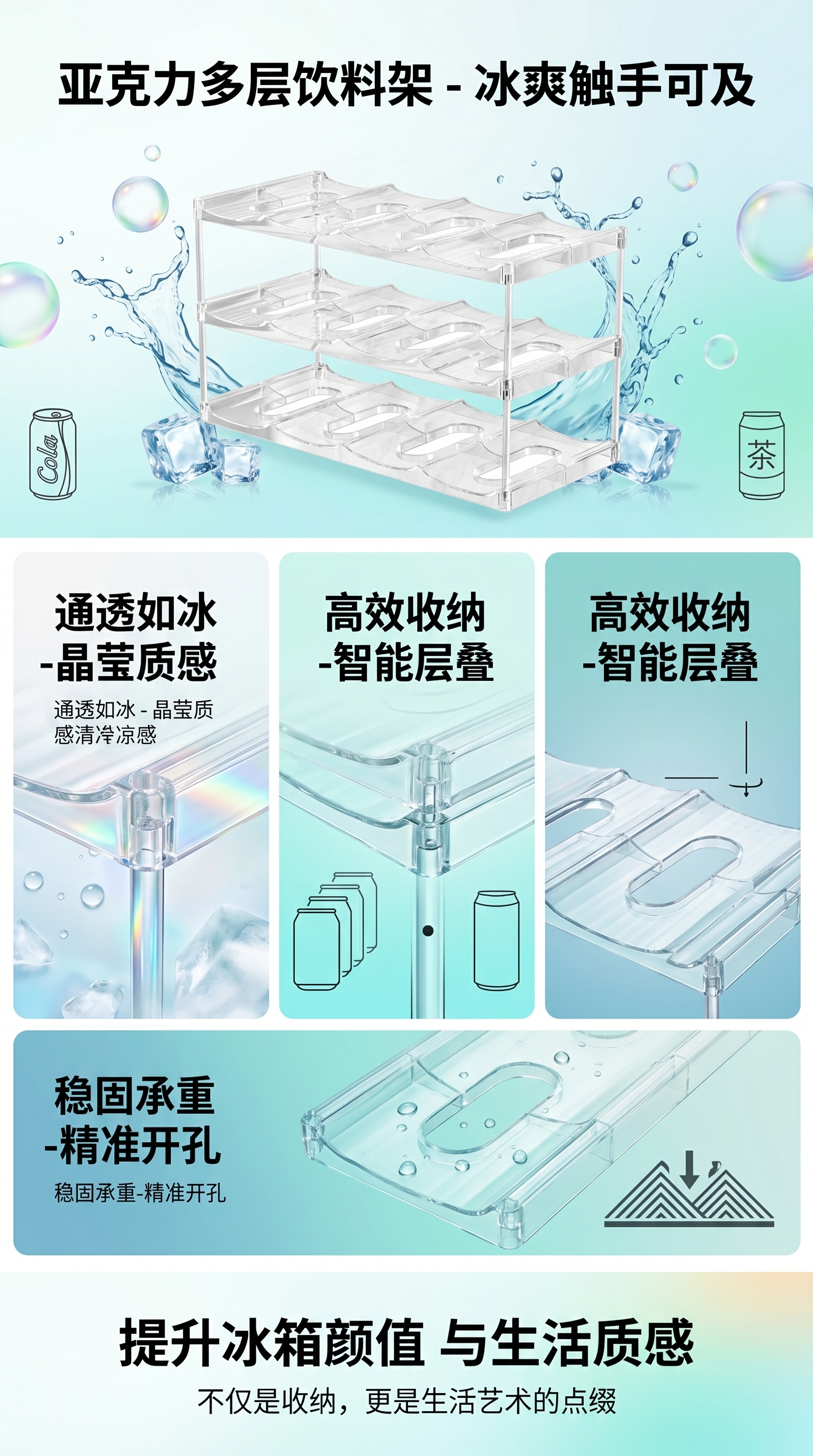 透明塑料三层水杯收纳整理架详情1