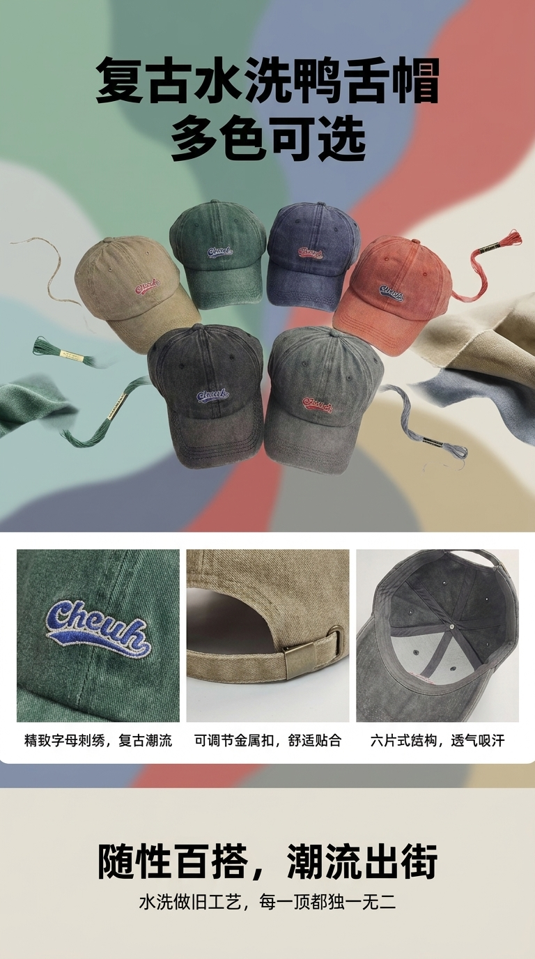 Six-color baseball cap Cicuh embroidered logo set pic 1