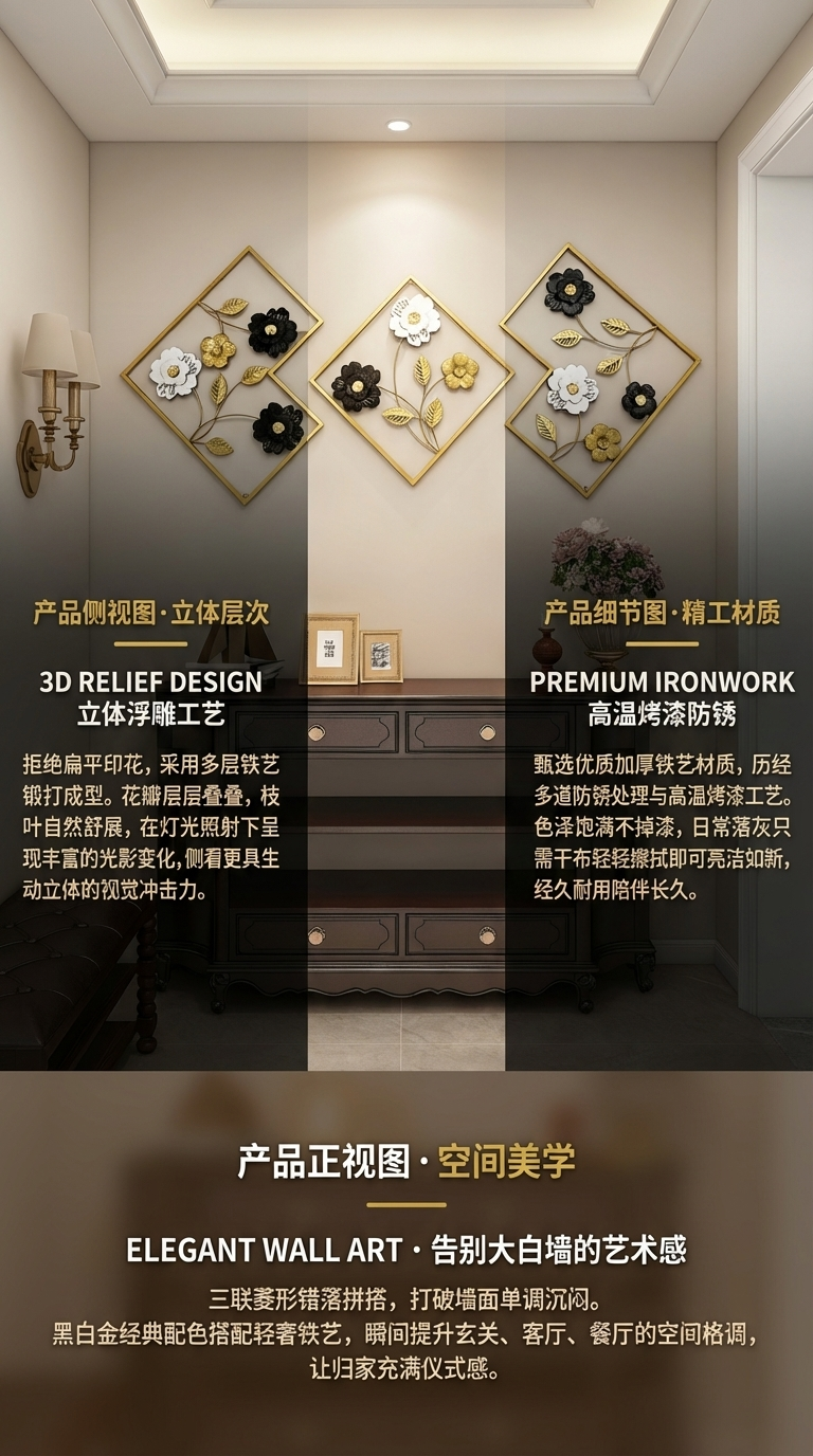 装饰画墙饰网格片简约艺术画家居装饰详情2