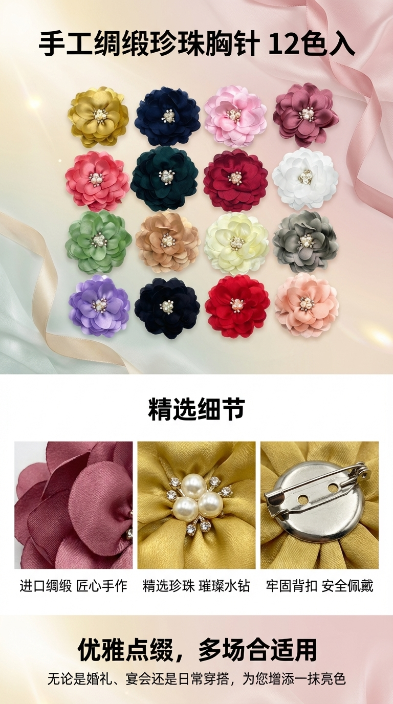 布艺花朵DIY饰品发饰配件 韩版胸针鞋帽花朵辅料 厂家直供详情1