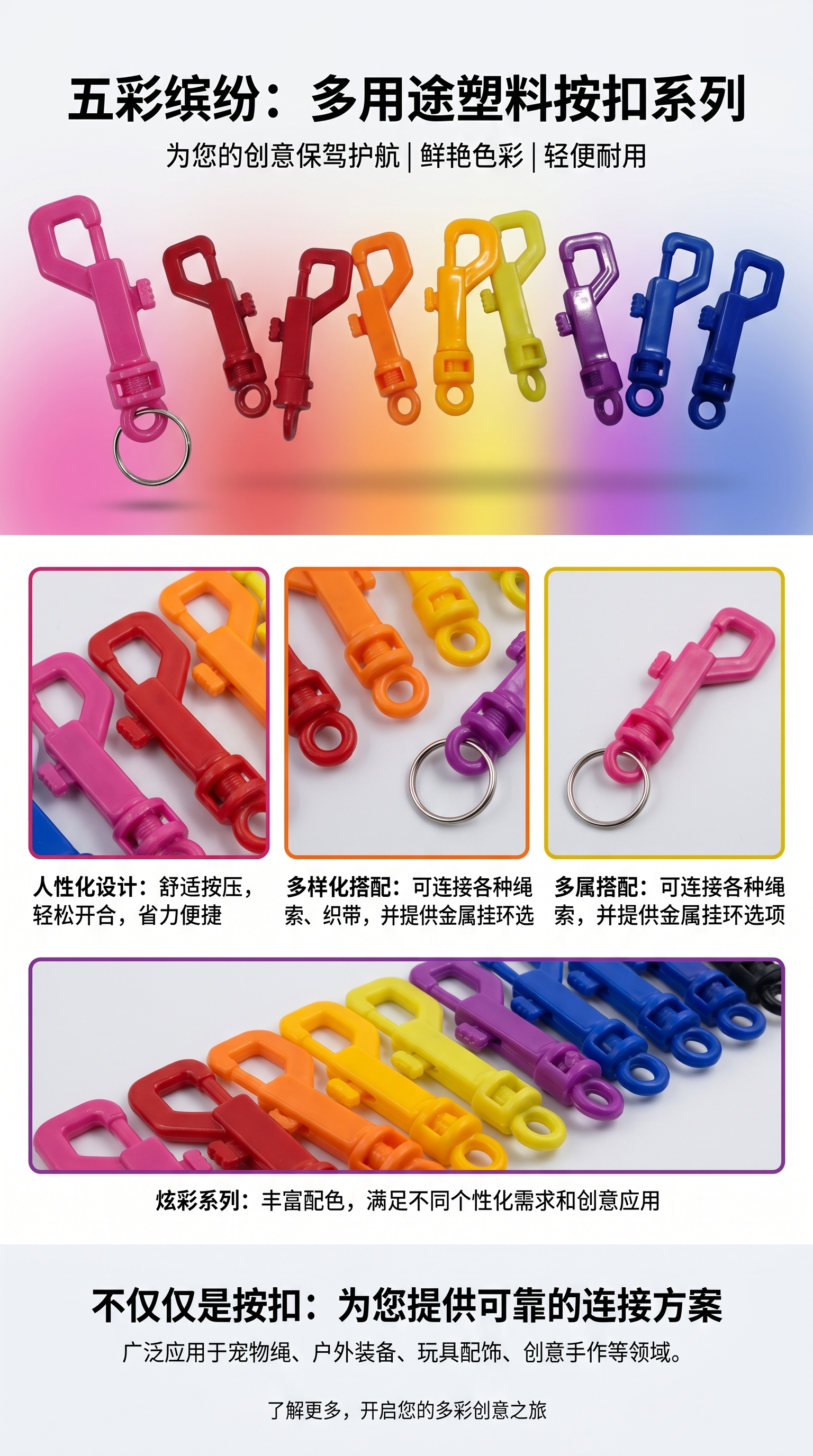 彩色塑料挂钩 多色可选 承重强 防滑耐用 家用浴室厨房通用详情1