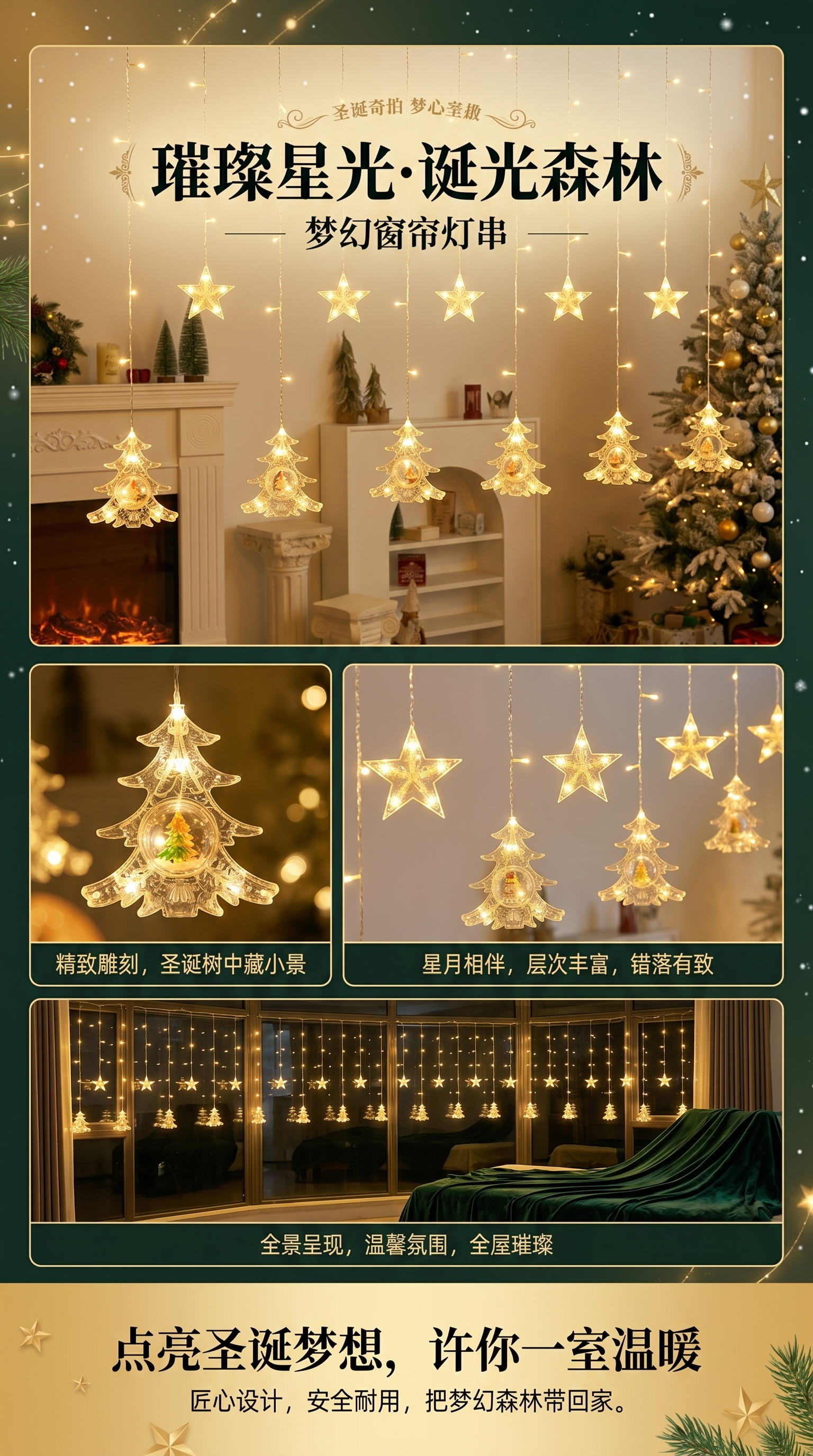 圣诞装饰灯悬挂星星圣诞树造型灯串详情1