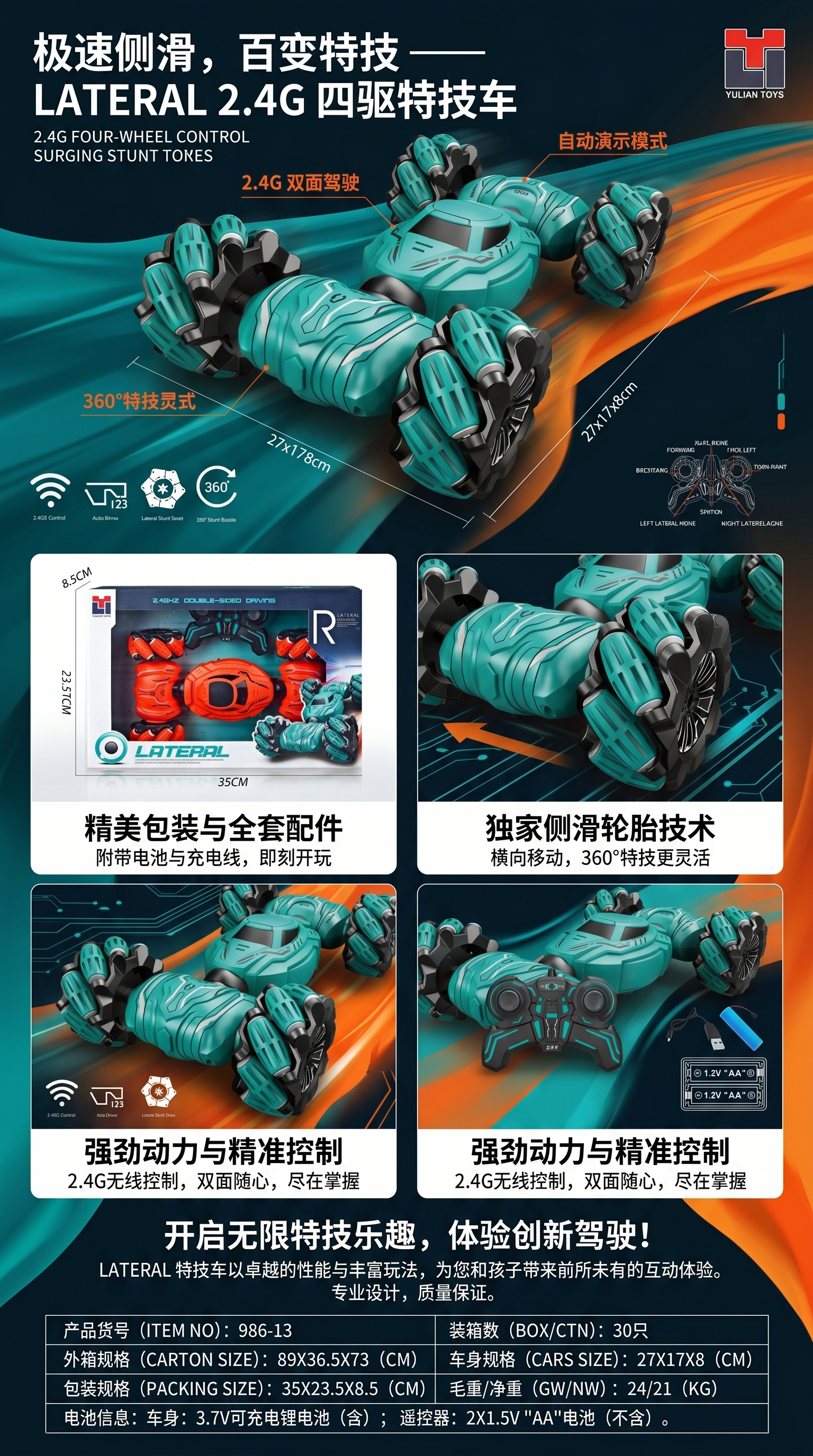 LATERAL遥控车玩具警車儿童玩具男孩遥控车180g详情1