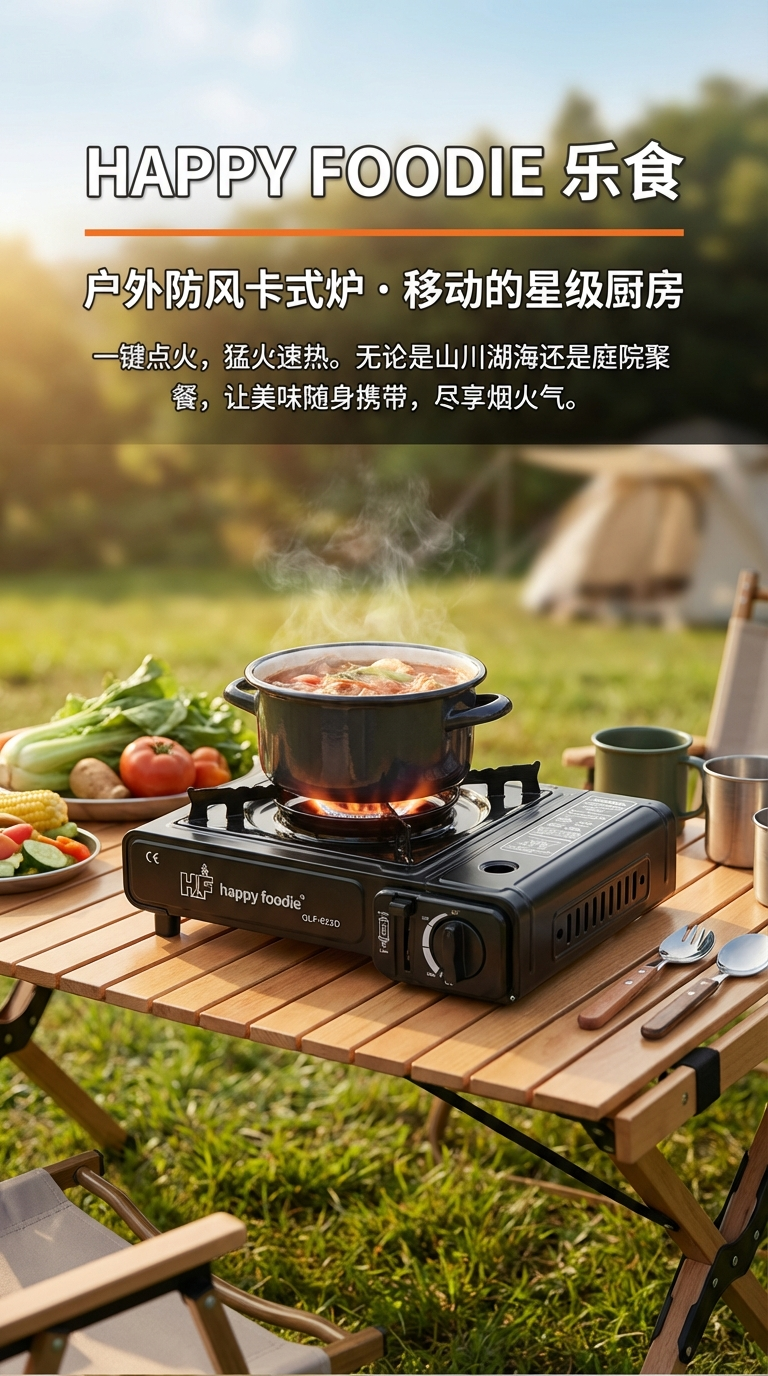 Happy Foodie QLF-022D卡式炉热销爆款便携式双用卡式炉野营炉 源头工厂                详情1