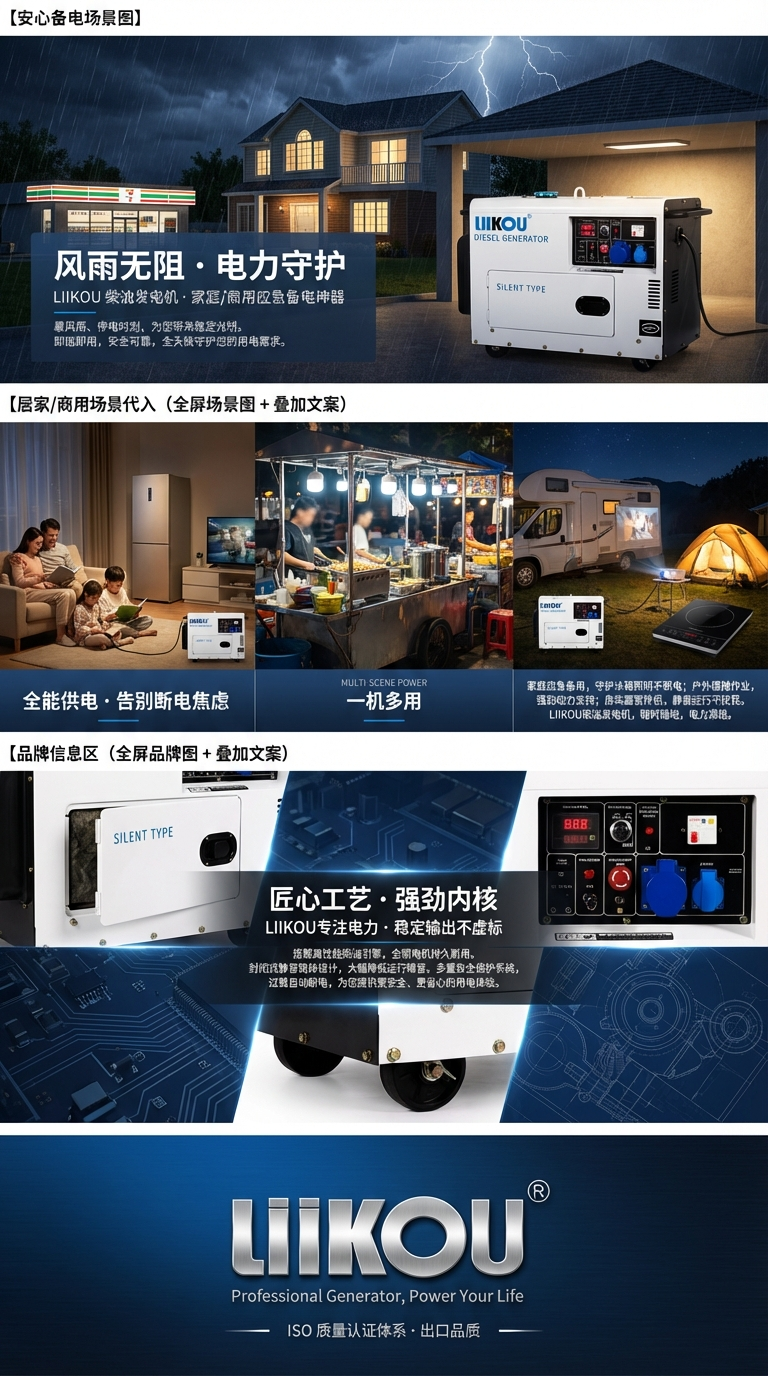 LIIKOU5KW/6KW/7KW/8KW油发电机发电机组高效稳定发电适用多场景单相220V三相380V详情3