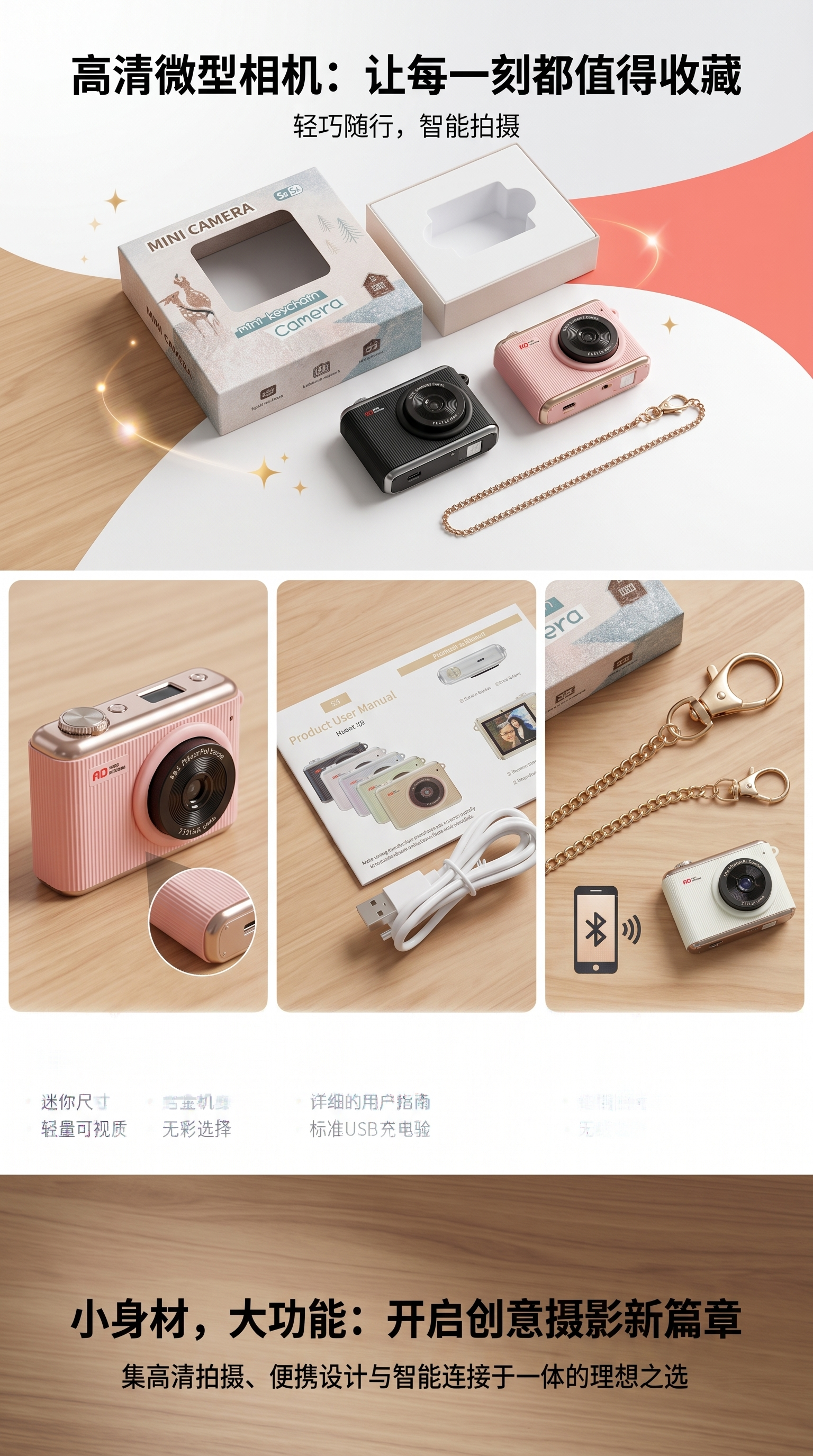Mini camera, compact and portable, high-definition photography, retro film-style digital camera pic 1
