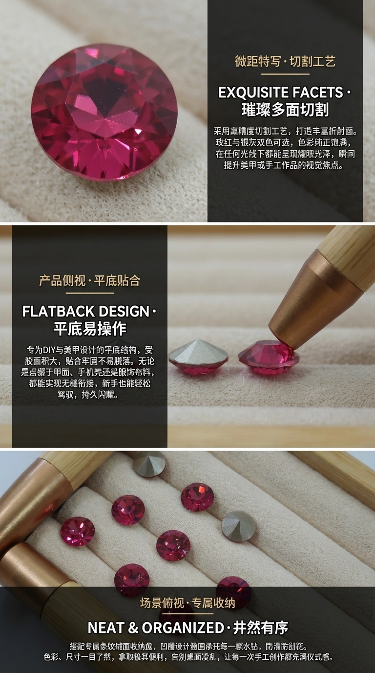 仿捷克SS47尖底戏曲头饰钻 玫红10.7mm捷克戏曲凤冠配件厂家批发详情2