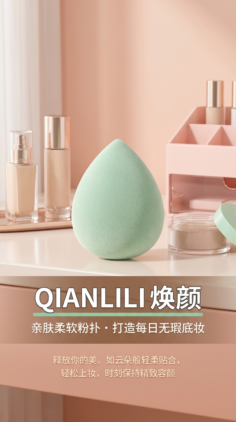 Green powder puff special powder puff beauty tool Soft makeup powder puff 10 pieces set 161933588 pic 1