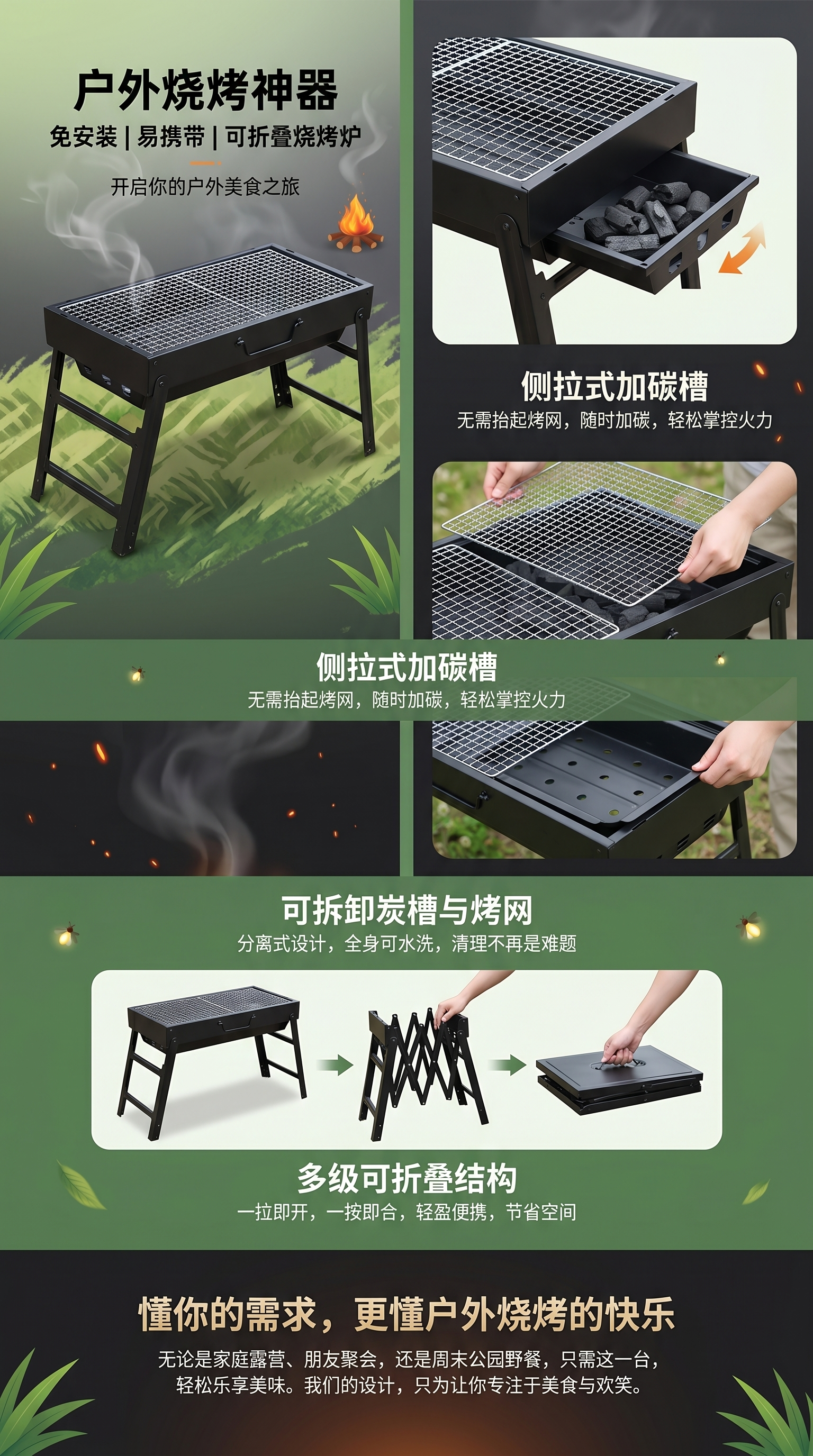 便携可折叠烧烤炉户外野餐烧烤炉详情1