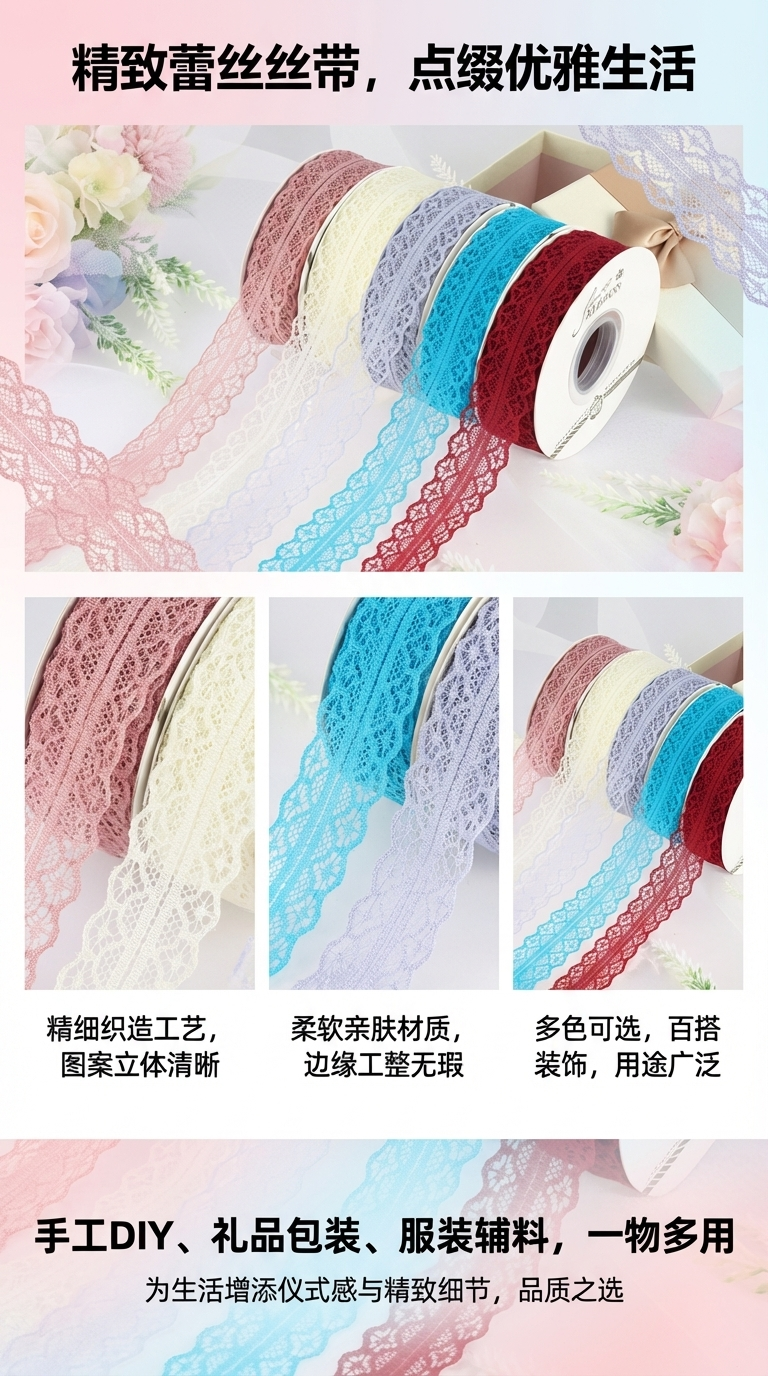 丝带罗纹弹力包边带编织带 优质织带 精致装饰带 时尚辅料094454380详情1