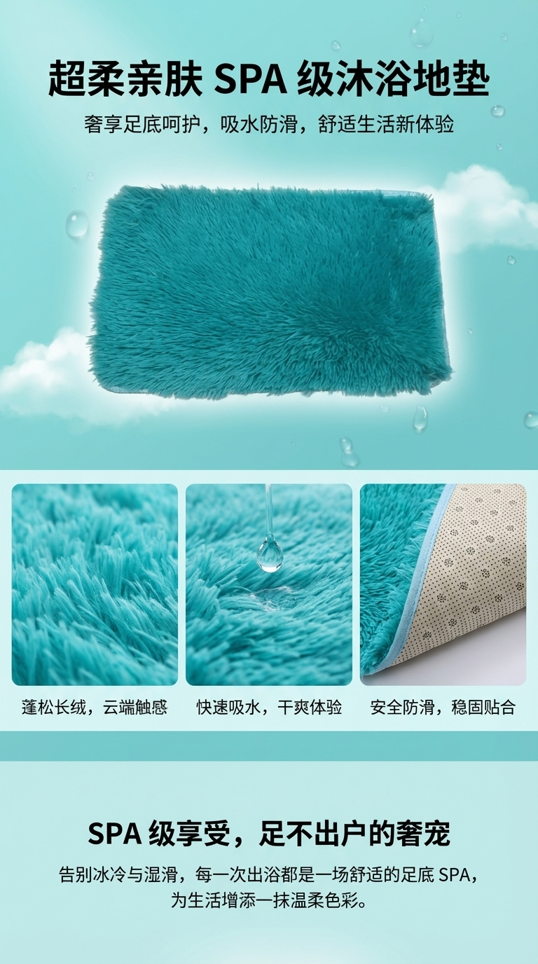 Polypropylene +pVC long filament wool absorbent floor mat (40*60/50*80/60*90/80*120) 102951898 pic 1
